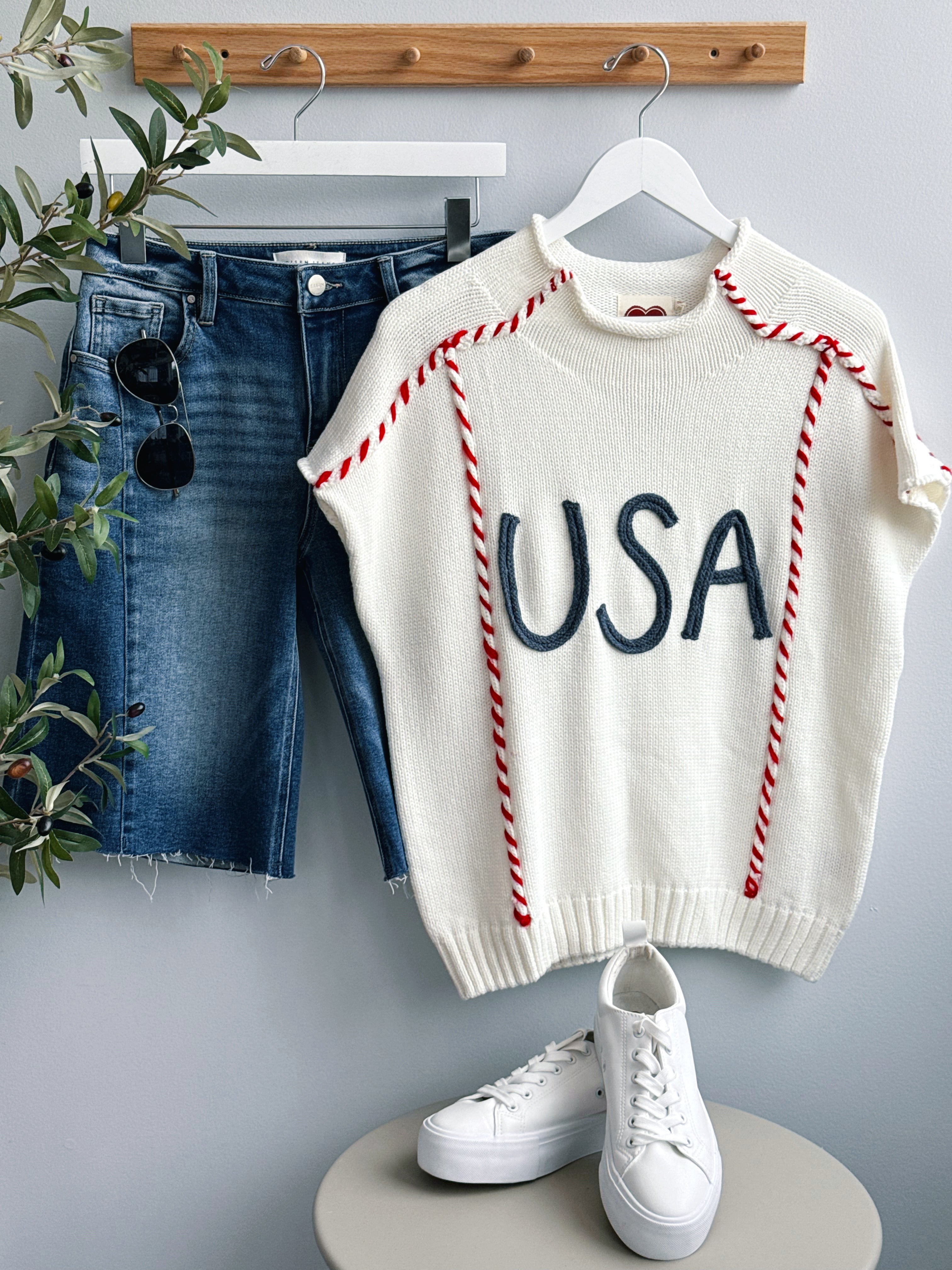 USA Rope Sweater - IVORY - willows clothing SWEATER