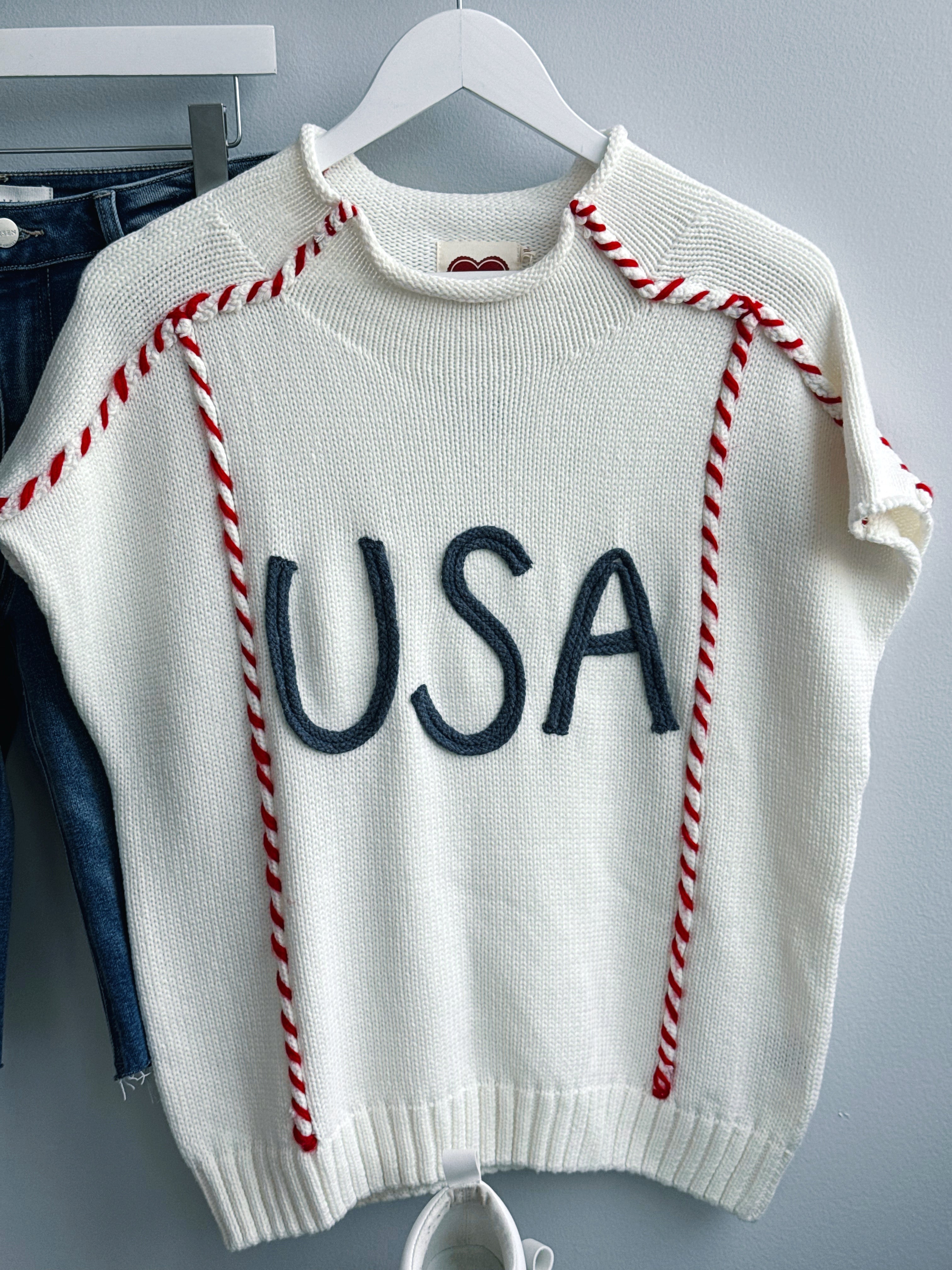 USA Rope Sweater - IVORY - willows clothing SWEATER
