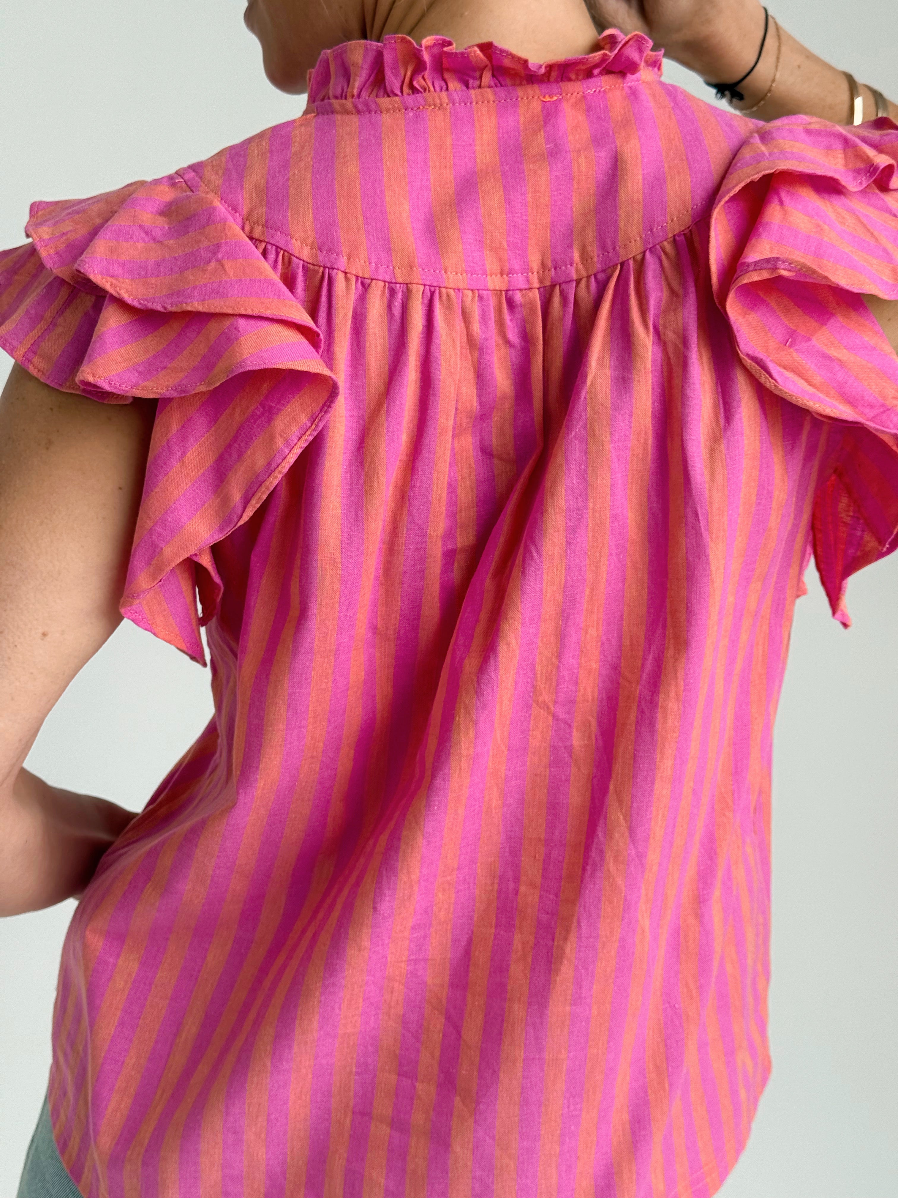 Valencia Blouse - ORANGE FUCHSIA - willows clothing BLOUSE