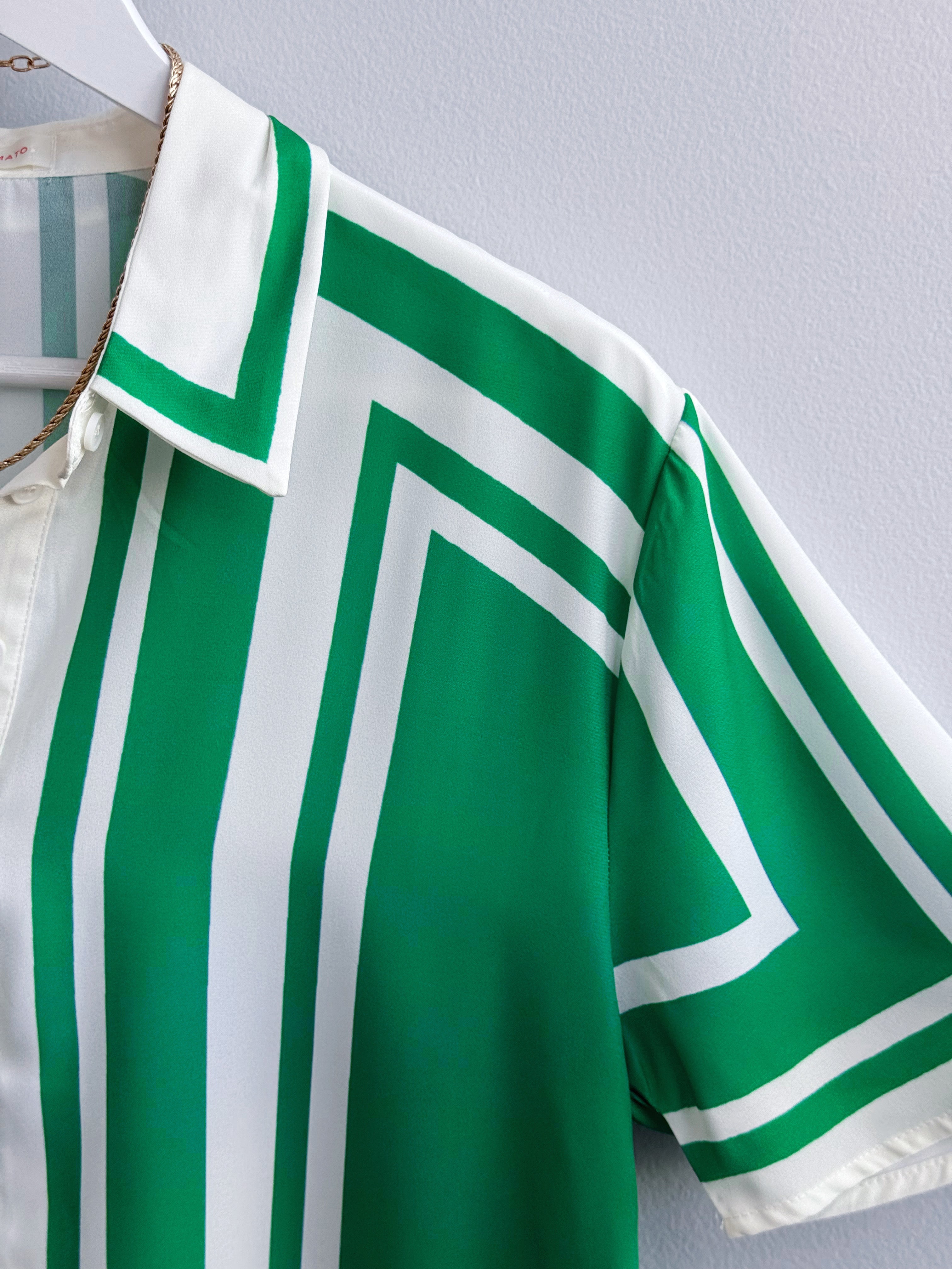Virgil Blouse - IVORY/GREEN - willows clothing BLOUSE