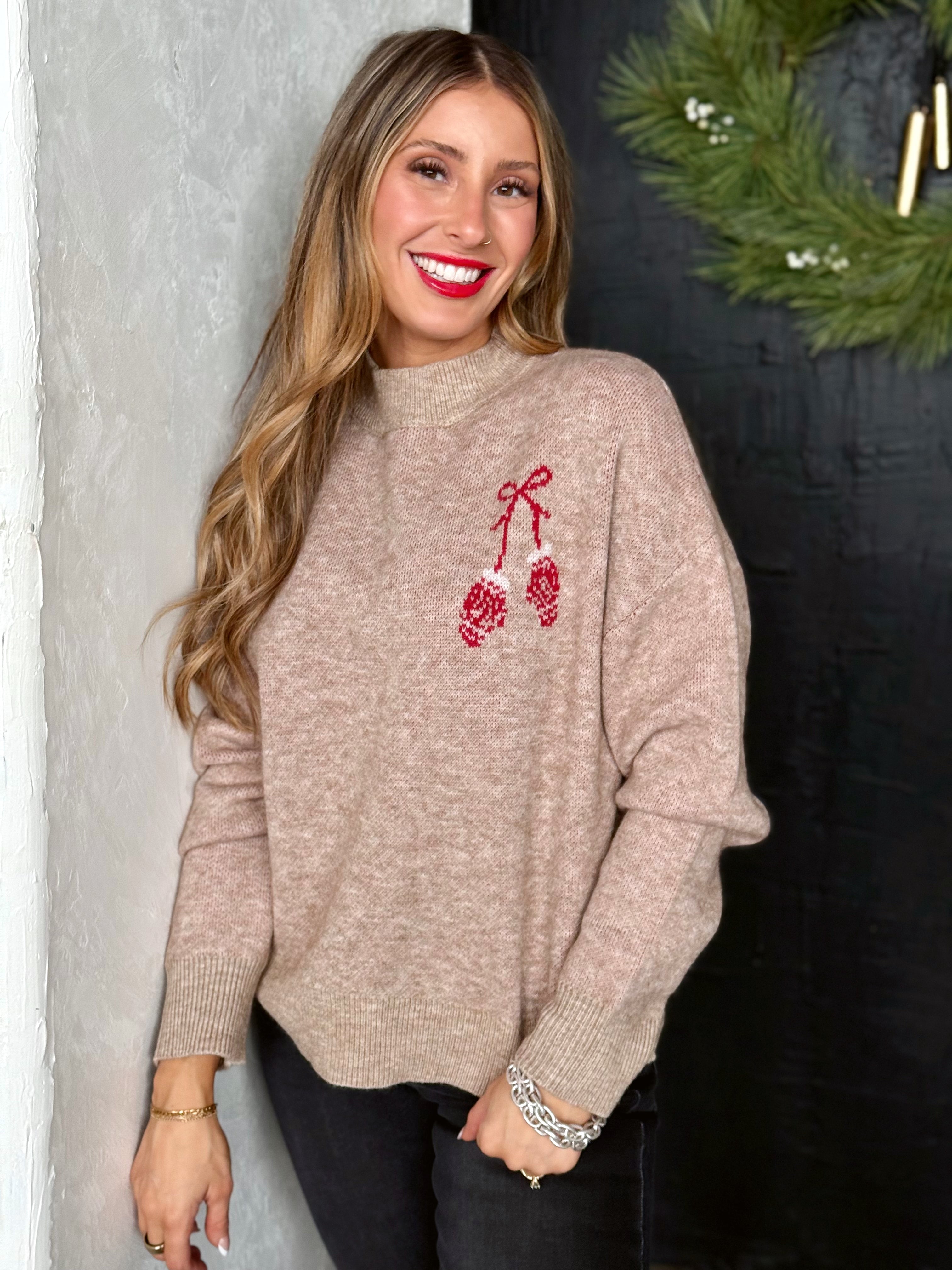 Warm Mittens Sweater - MOCHA - willows clothing SWEATER