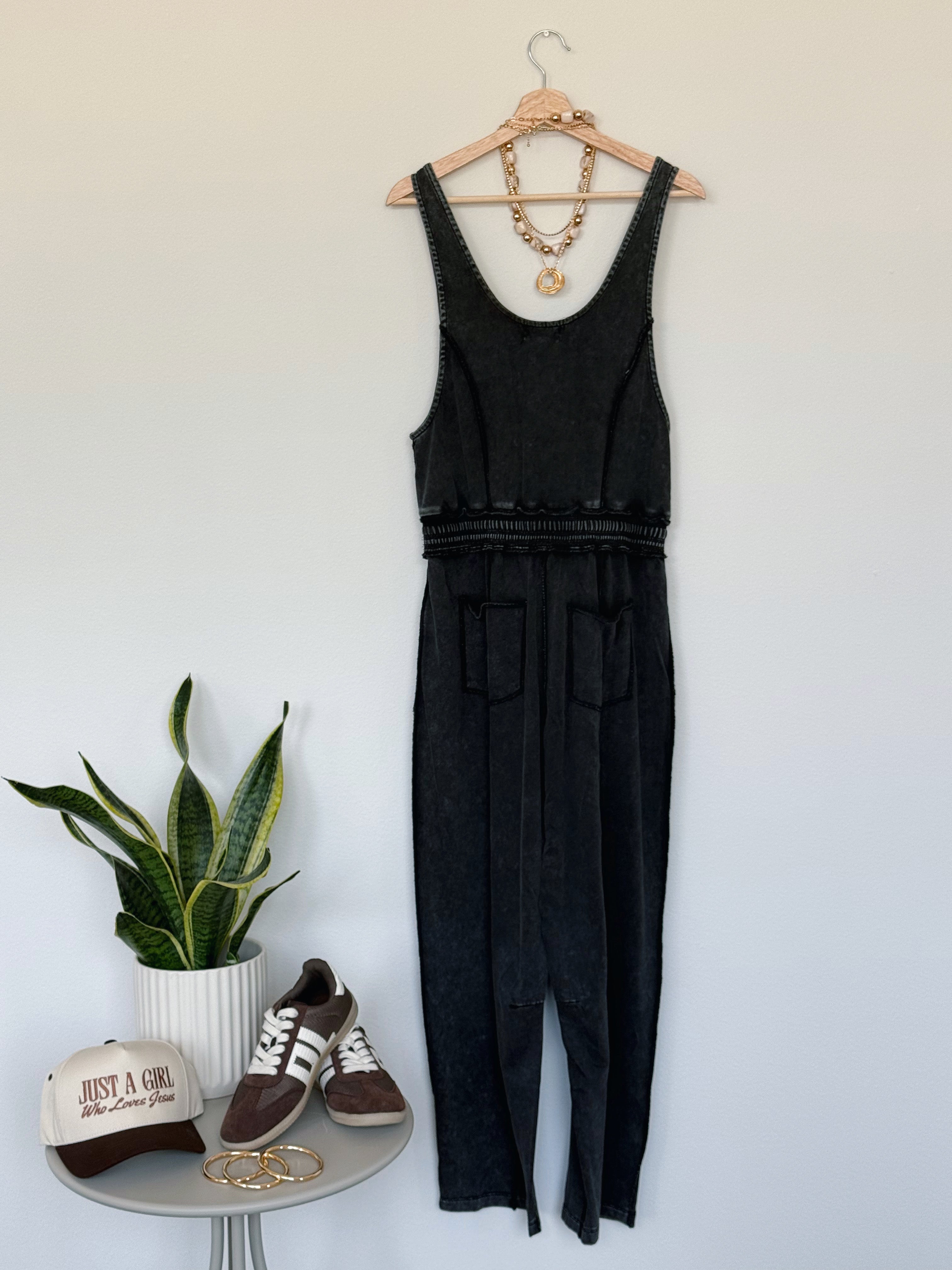 Weekend Utility Jumpsuit - BLACK - willows clothing Jumpsuit