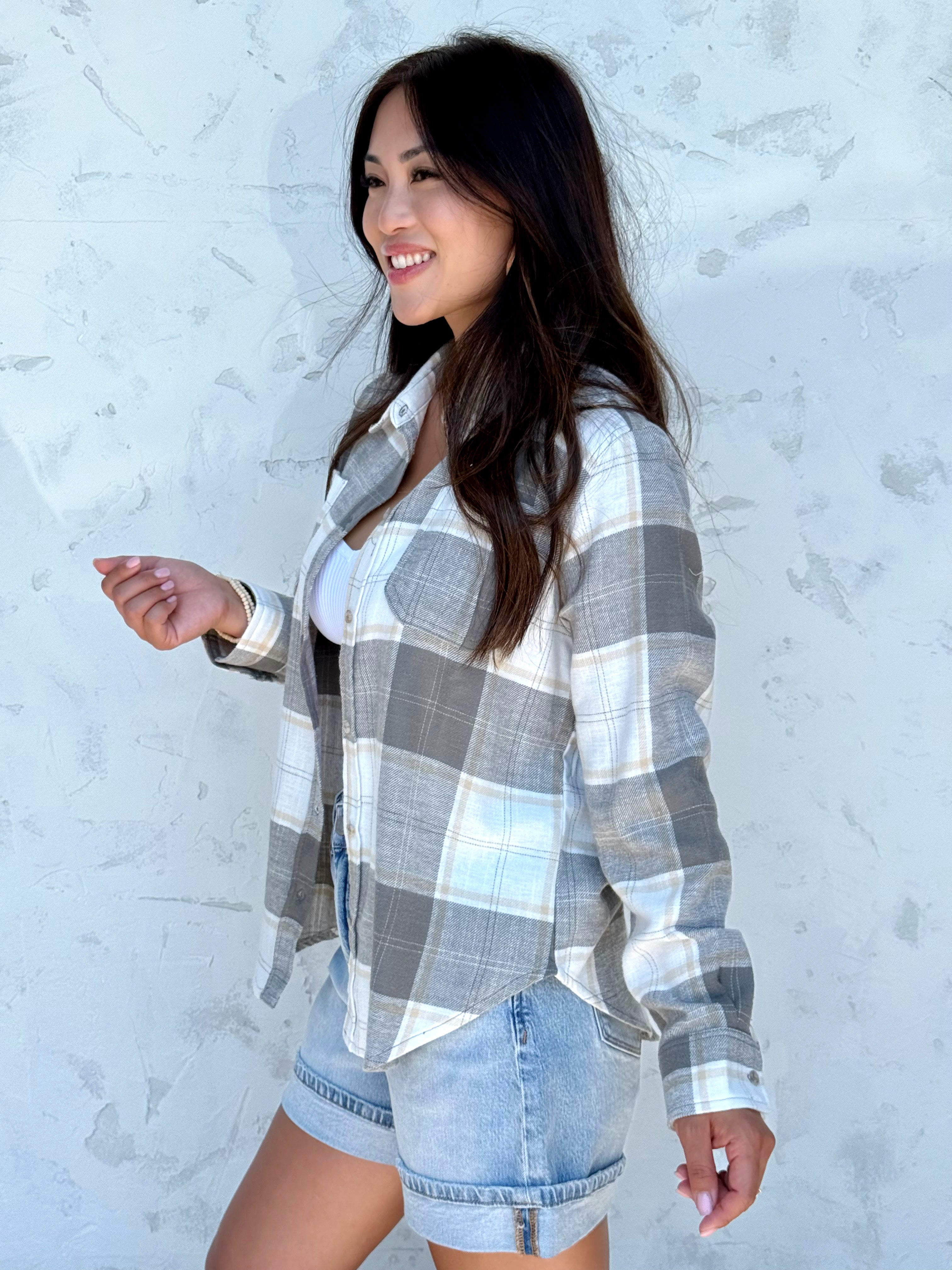 Weekender Top - OLIVE - willows clothing L/S SHIRT