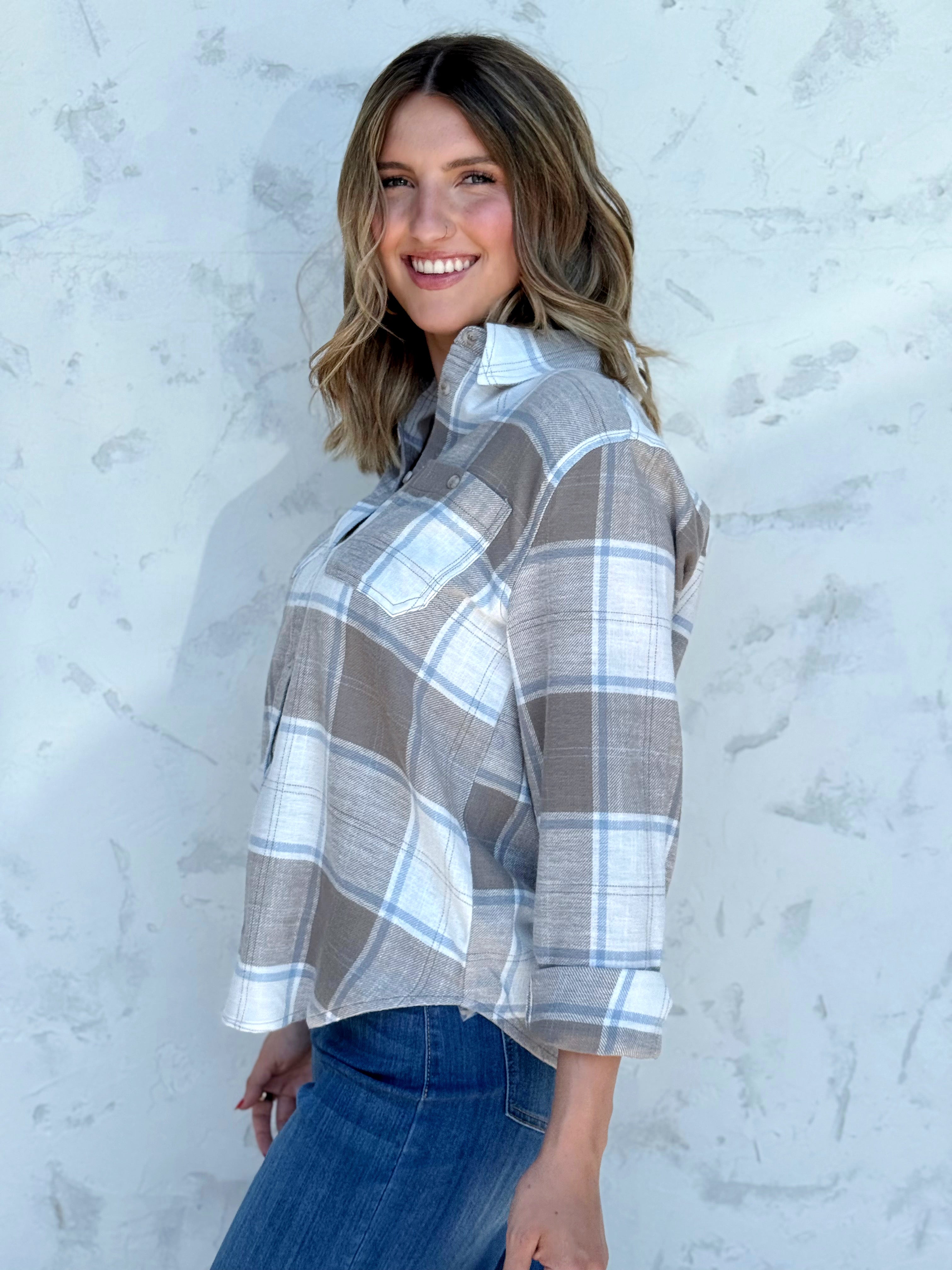 Weekender Top - TRUFFLE - willows clothing L/S SHIRT