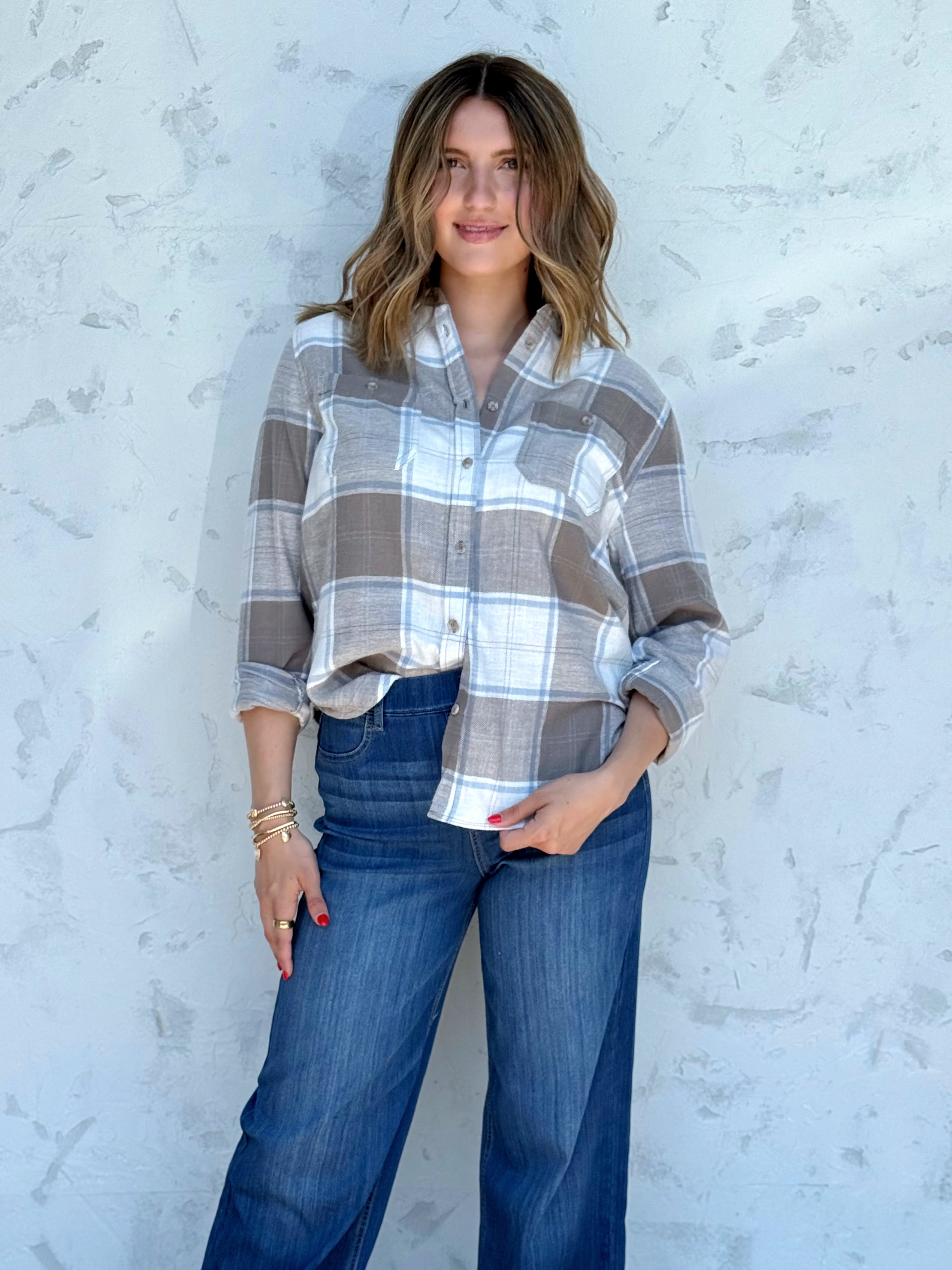 Weekender Top - TRUFFLE - willows clothing L/S SHIRT