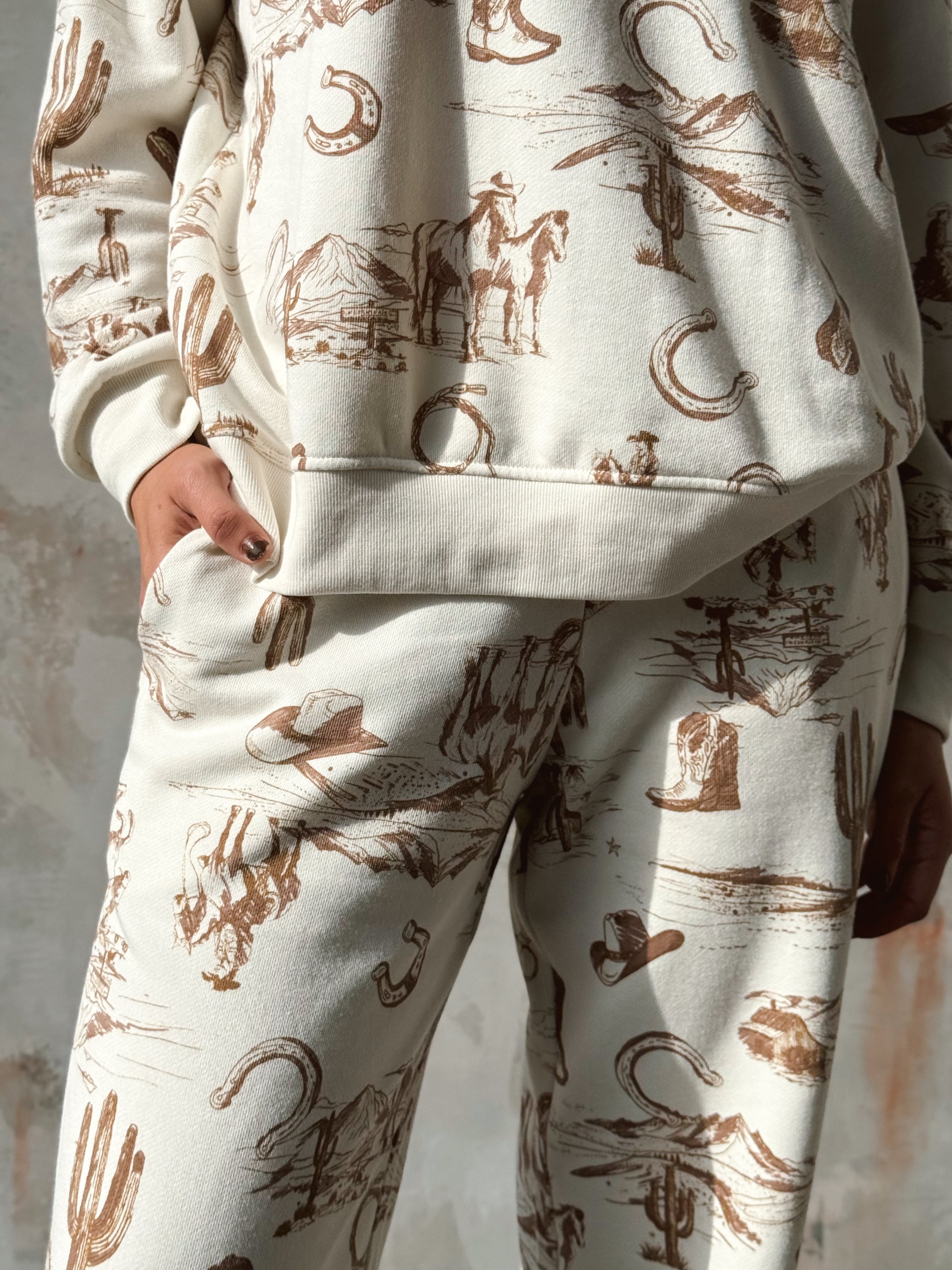 Western Dreams Sweatpants - CREAM - willows clothing Sweatpants
