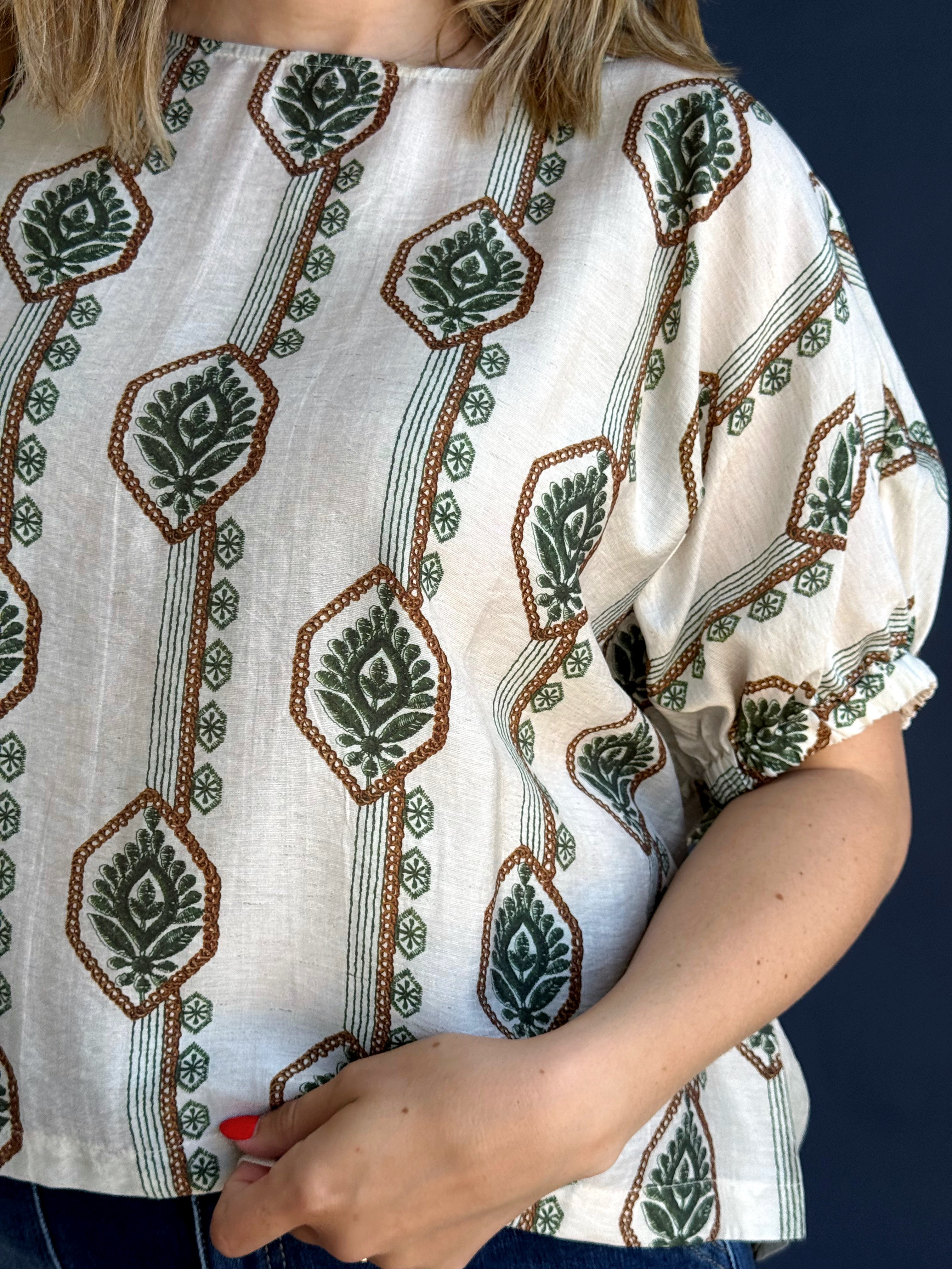 Whitman Blouse - OLIVE GARDEN - willows clothing BLOUSE