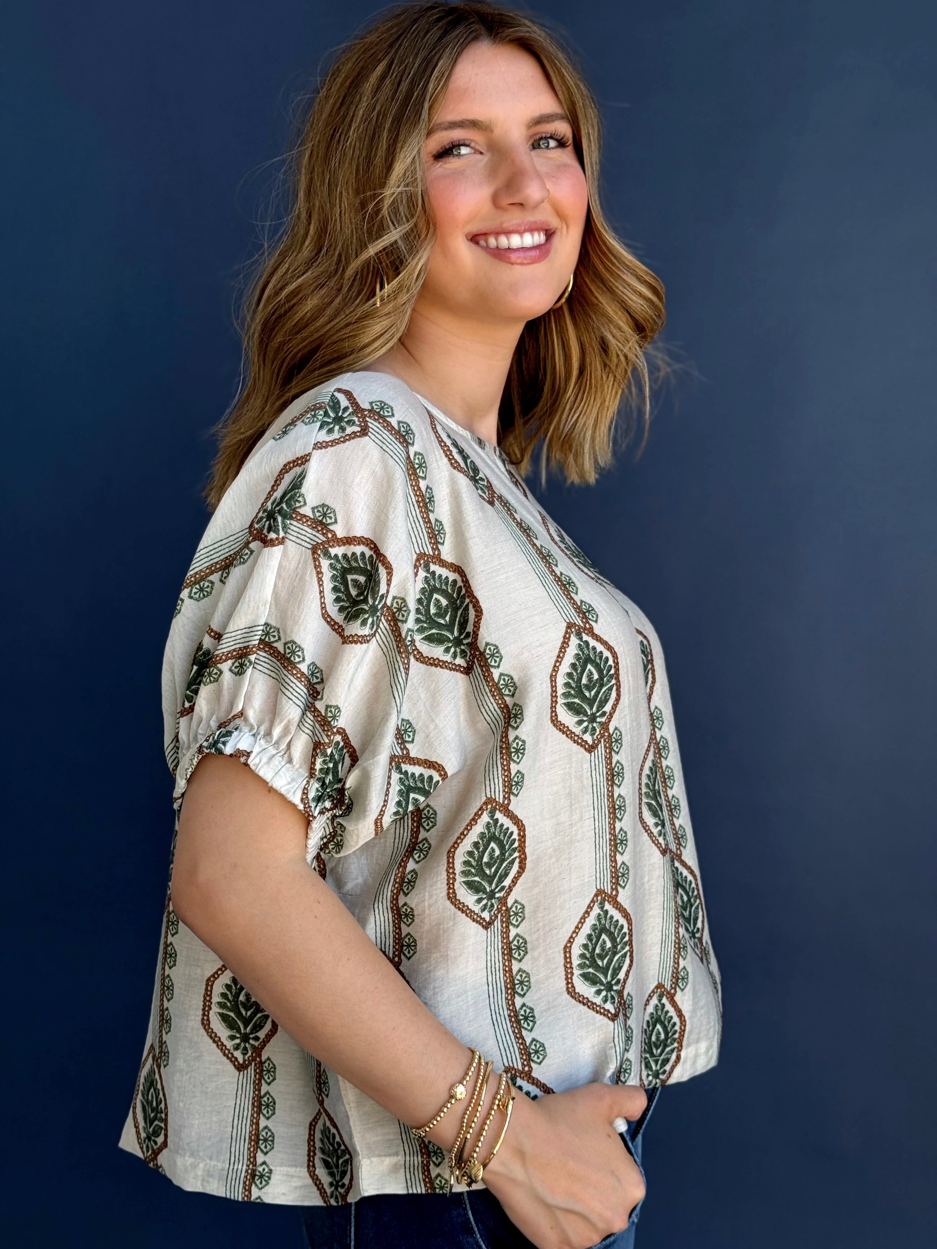 Whitman Blouse - OLIVE GARDEN - willows clothing BLOUSE