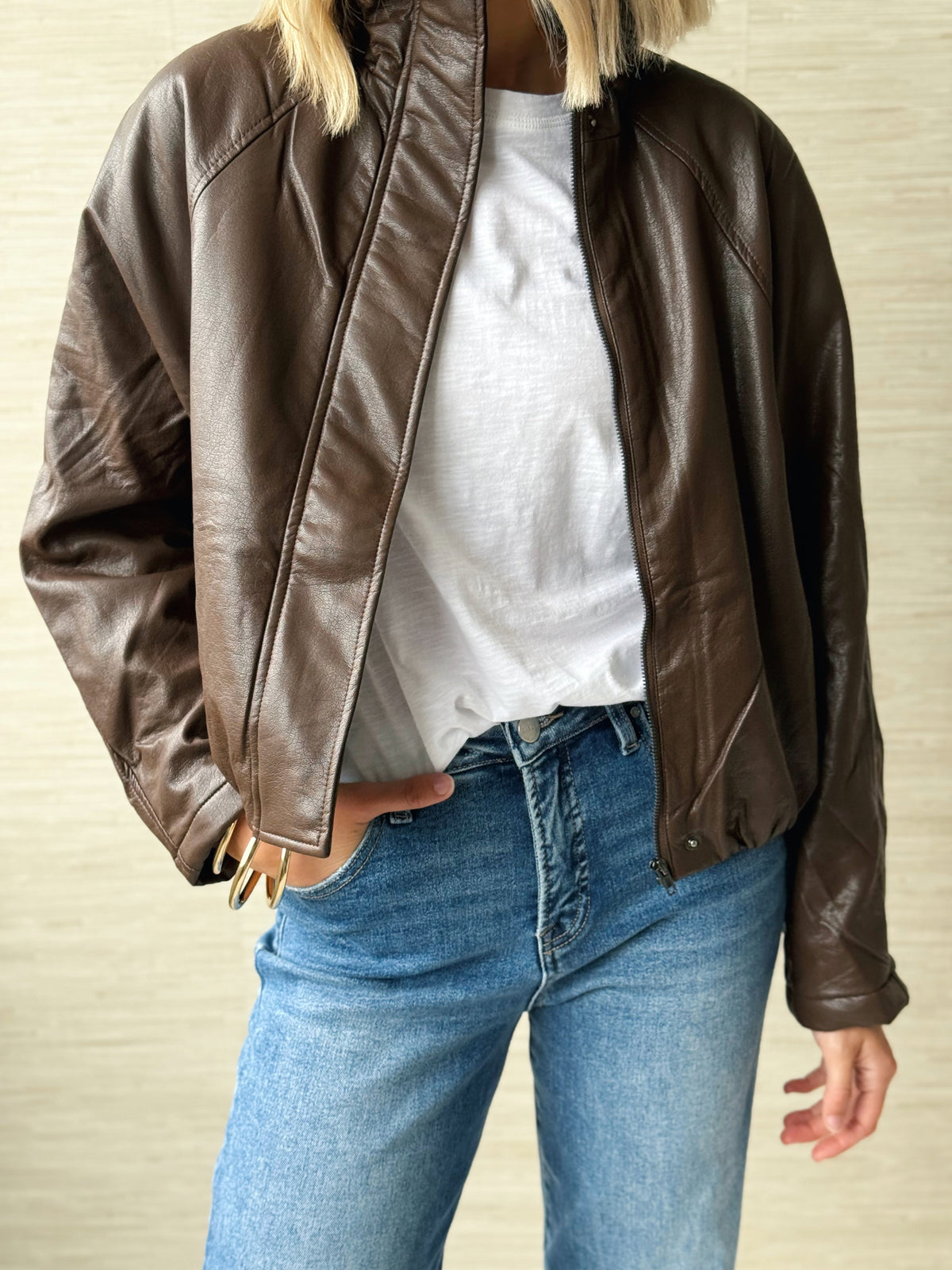 Winnie Leather Jacket - BROWN - willows clothing LEATHER JACKET