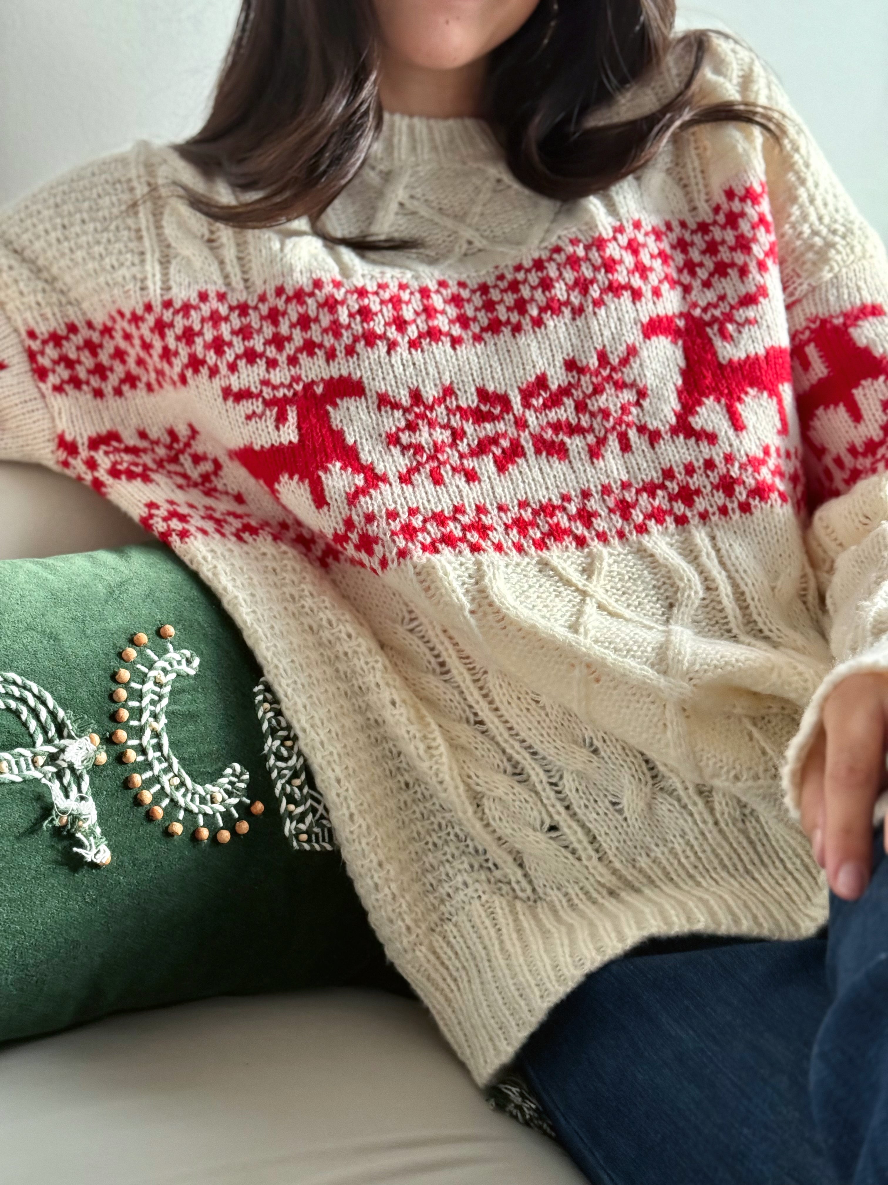 Winter Reindeer Sweater - RED - willows clothing SWEATER