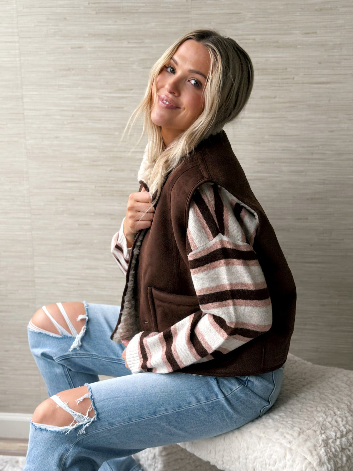 You're the One That I Want Vest - COFFEE BROWN - willows clothing VEST