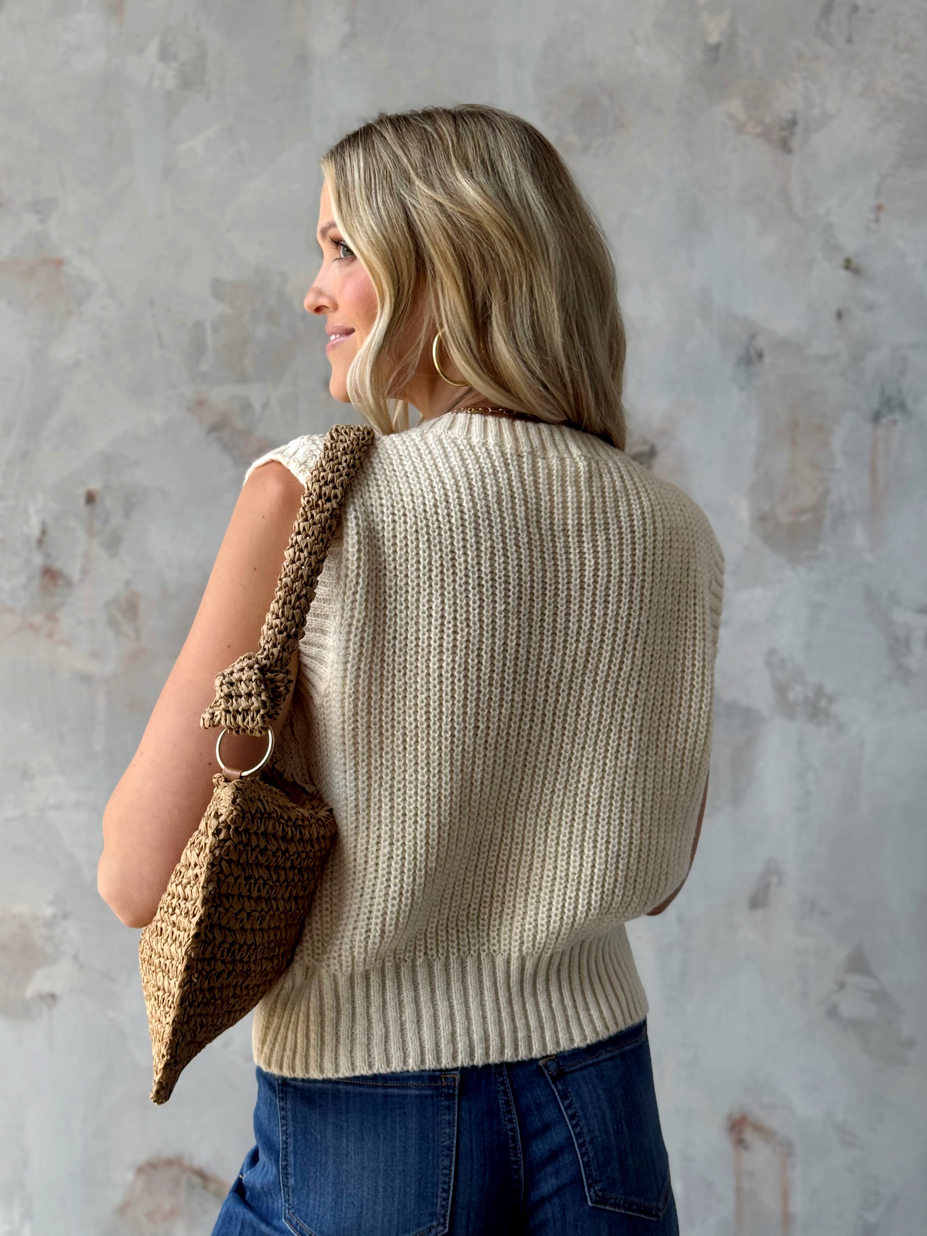 Zinnia Sweater Vest - CREAM - willows clothing VEST