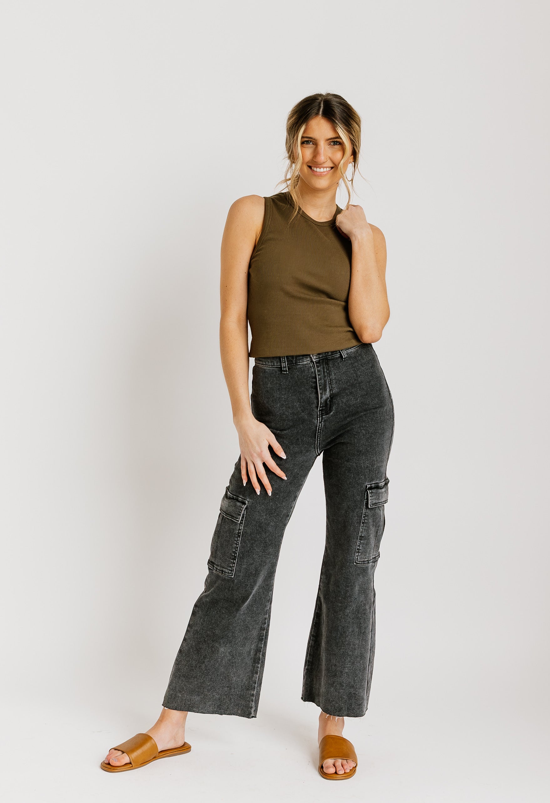 Mindy Cargo Jeans - BLACK - willows clothing CARGO PANT