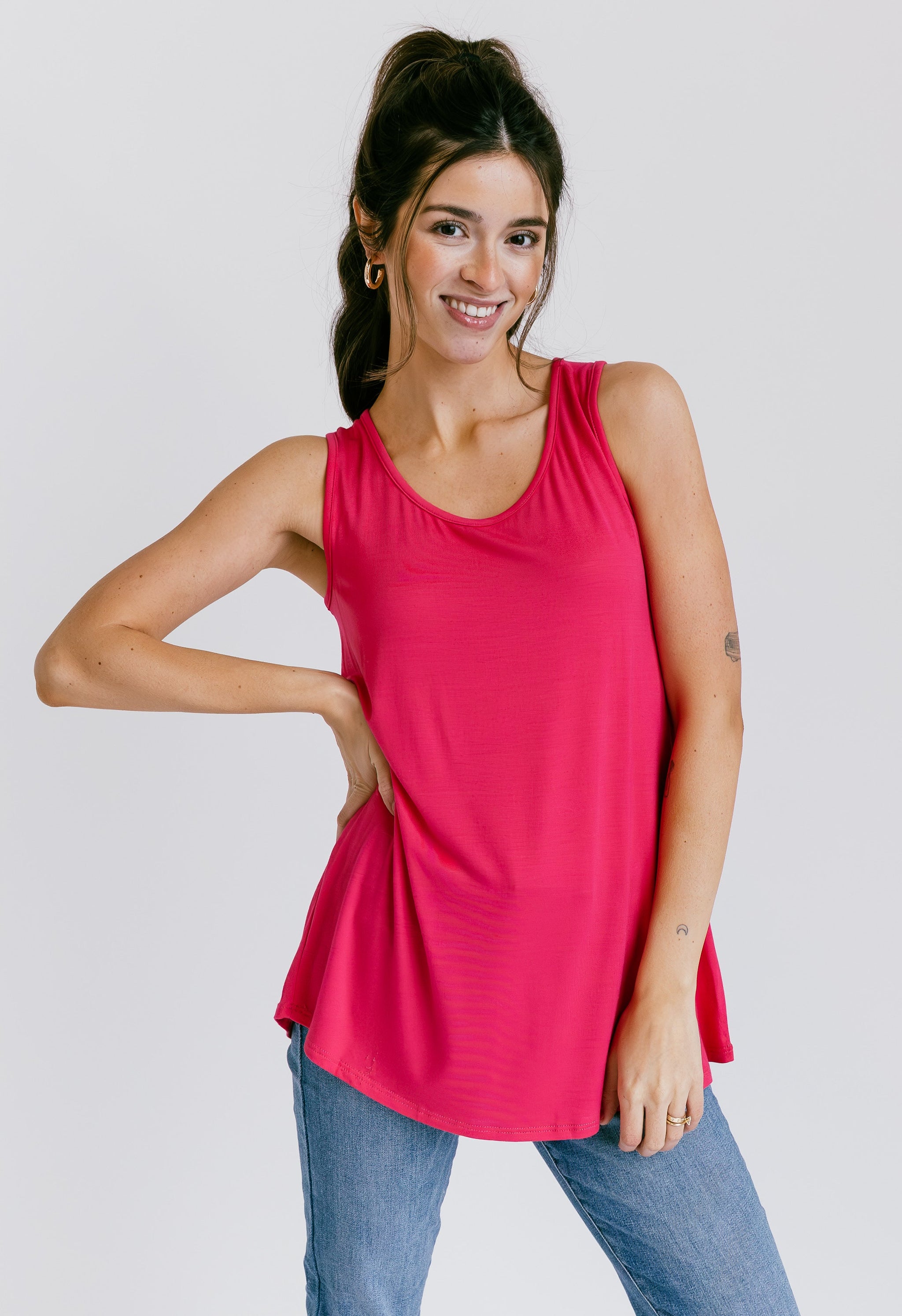 Round Neck Tank Top - FUCHSIA