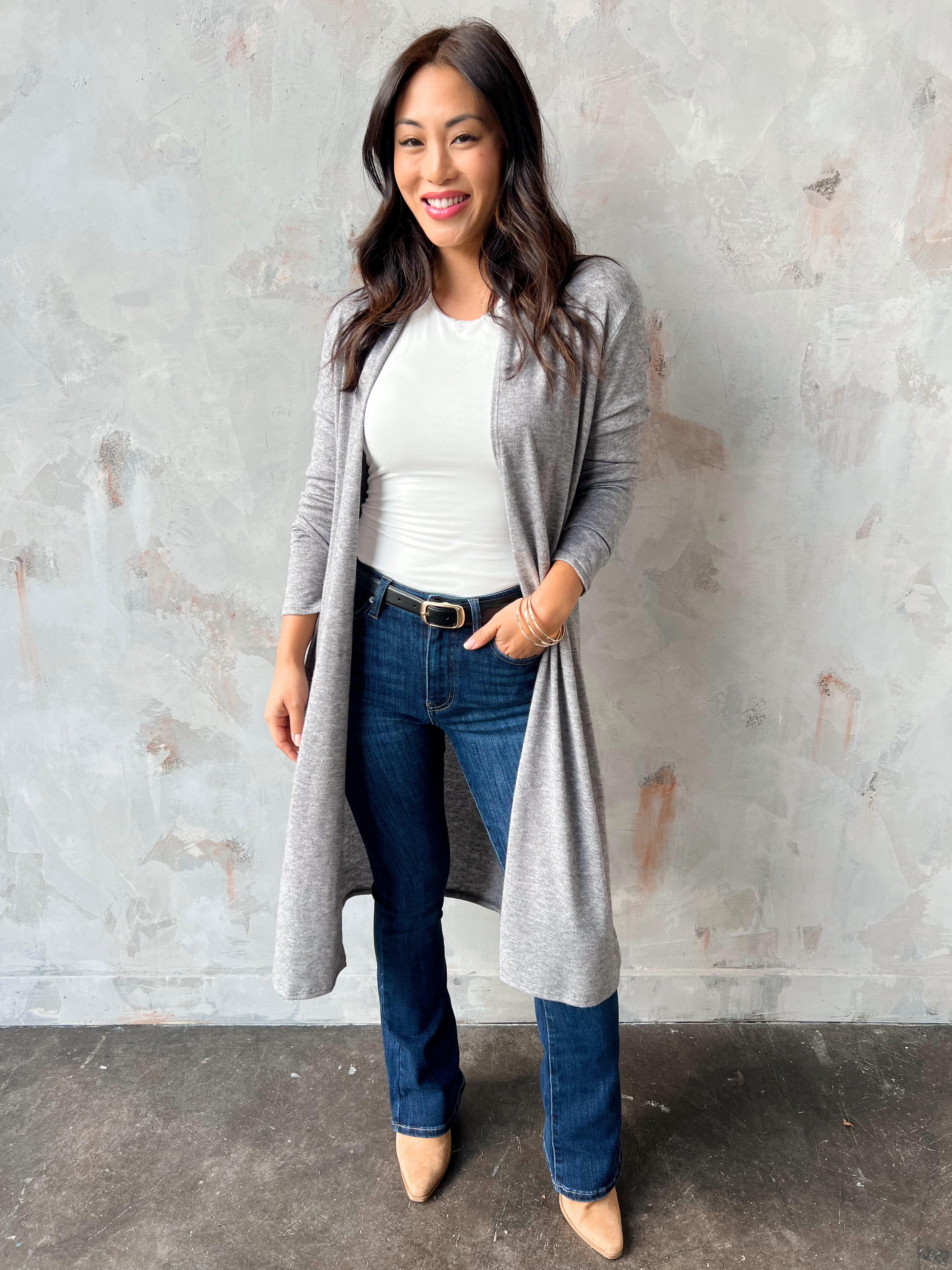 Simple Times Cardigan - HEATHER GREY