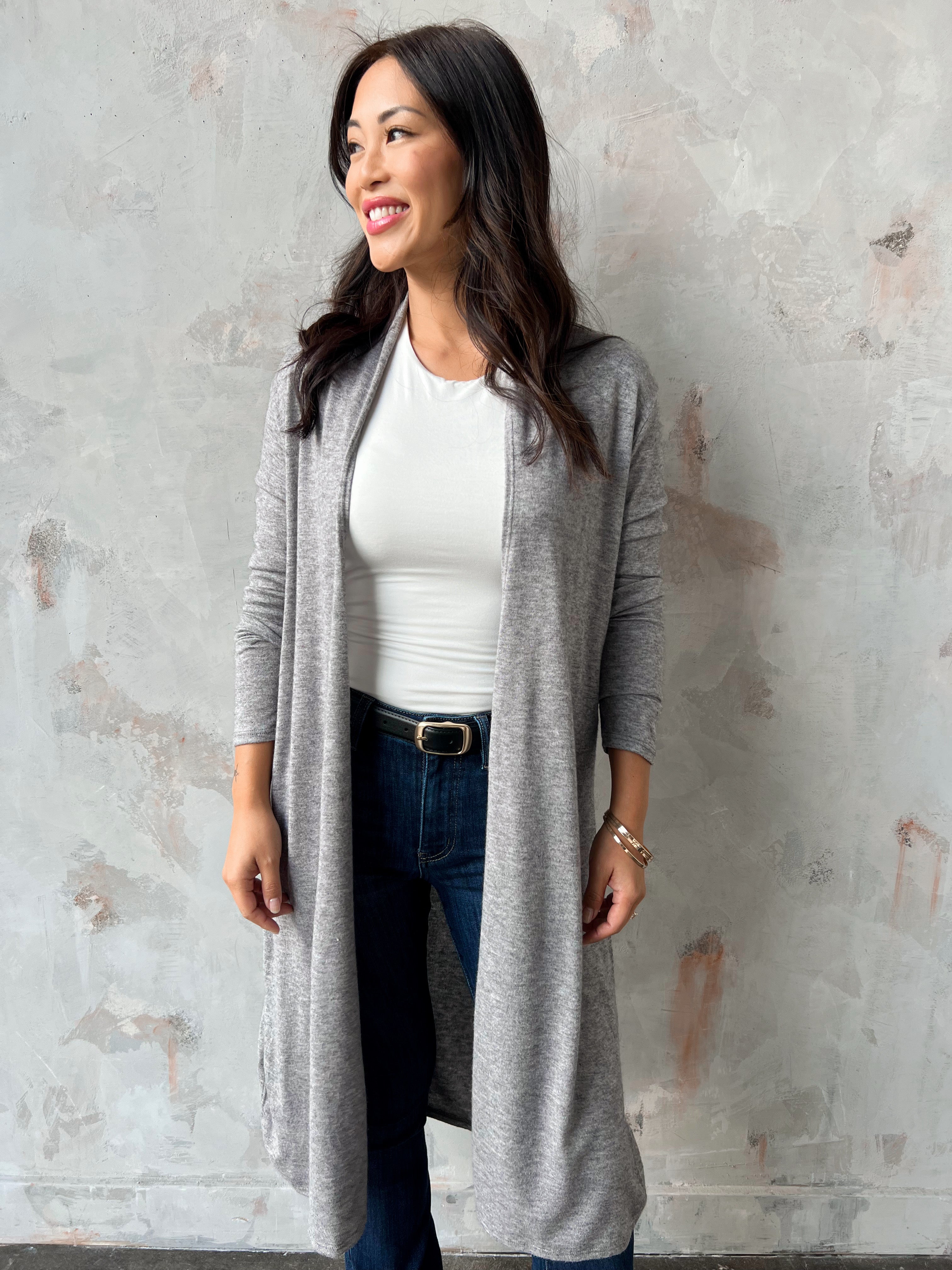 Simple Times Cardigan - HEATHER GREY