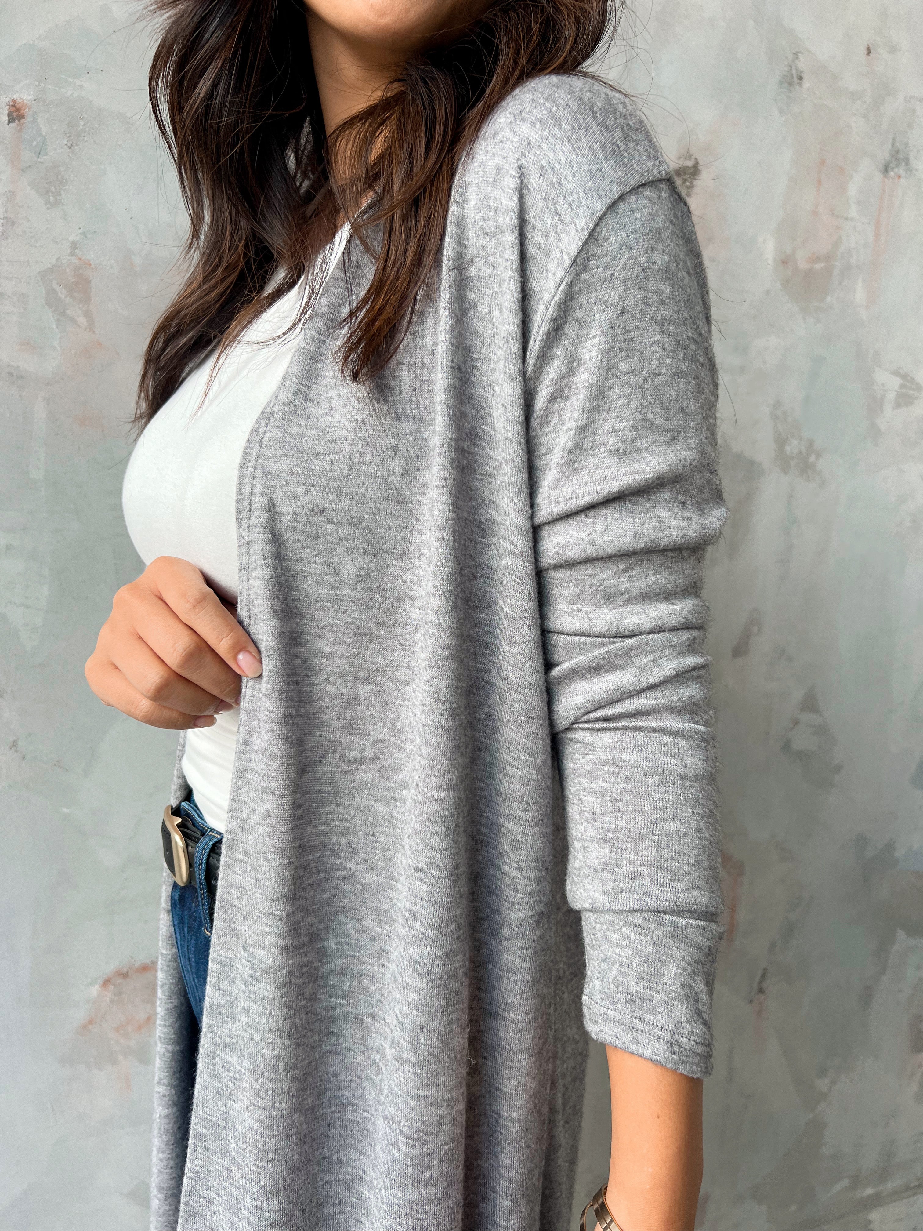 Simple Times Cardigan - HEATHER GREY