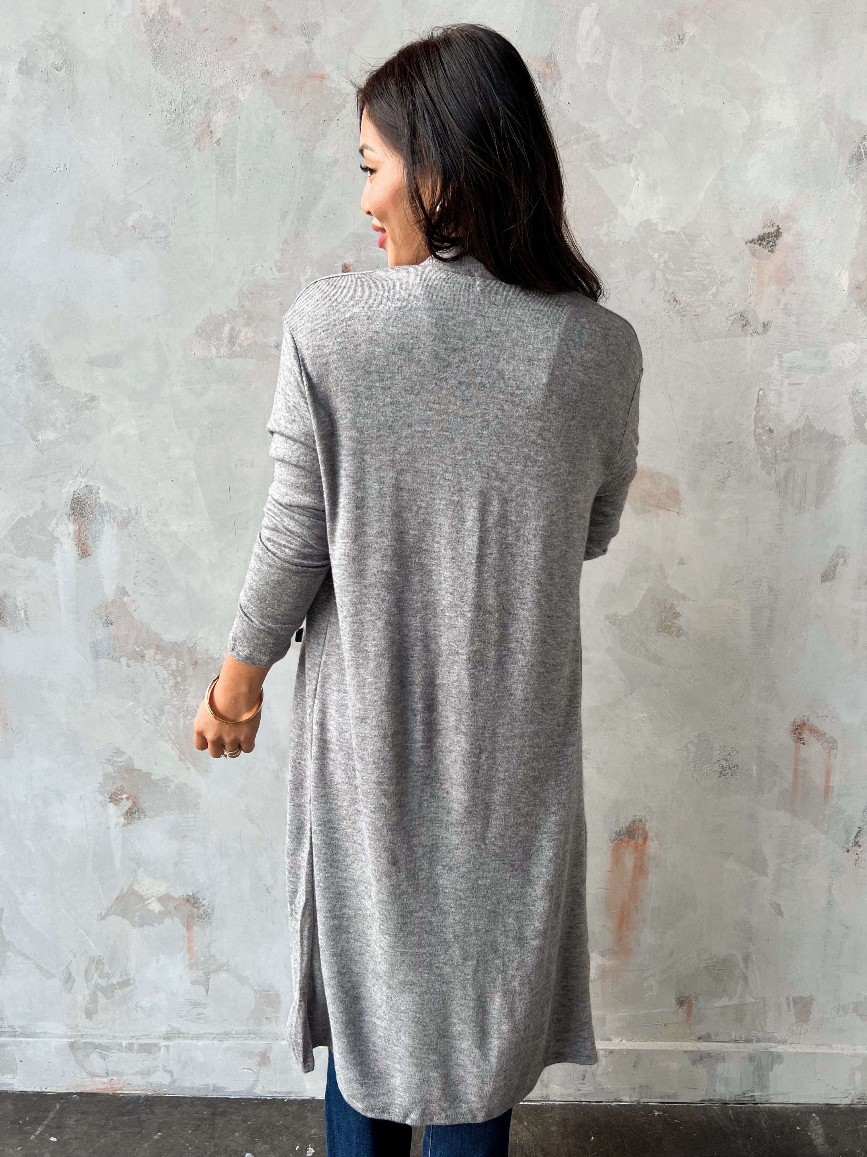 Simple Times Cardigan - HEATHER GREY