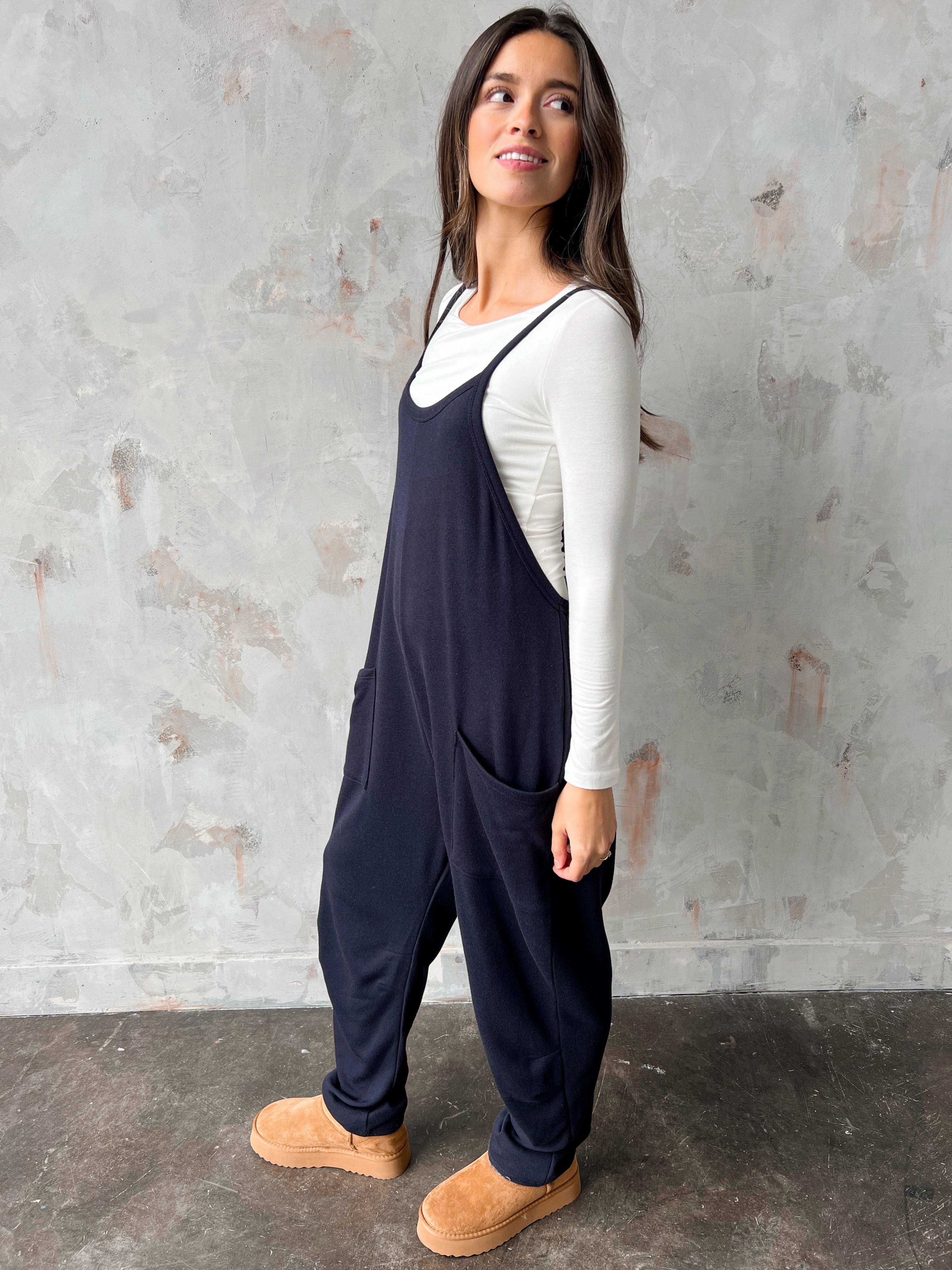 Over The Moon Jumpsuit - BLACK