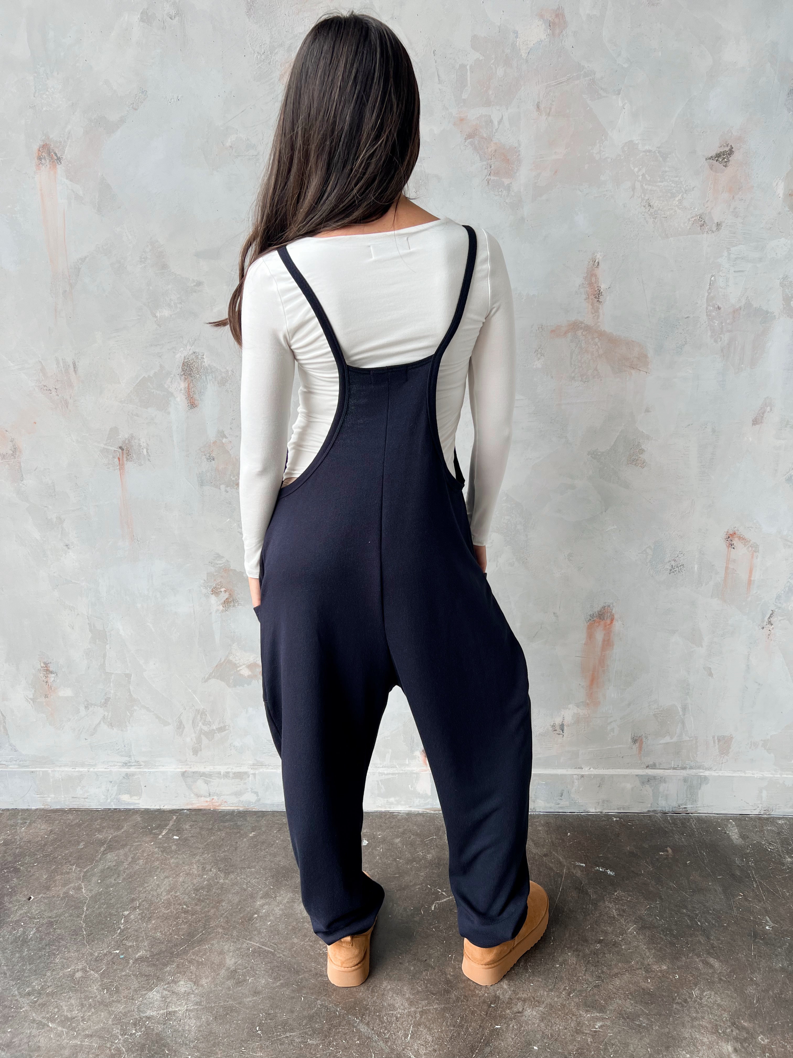 Over The Moon Jumpsuit - BLACK