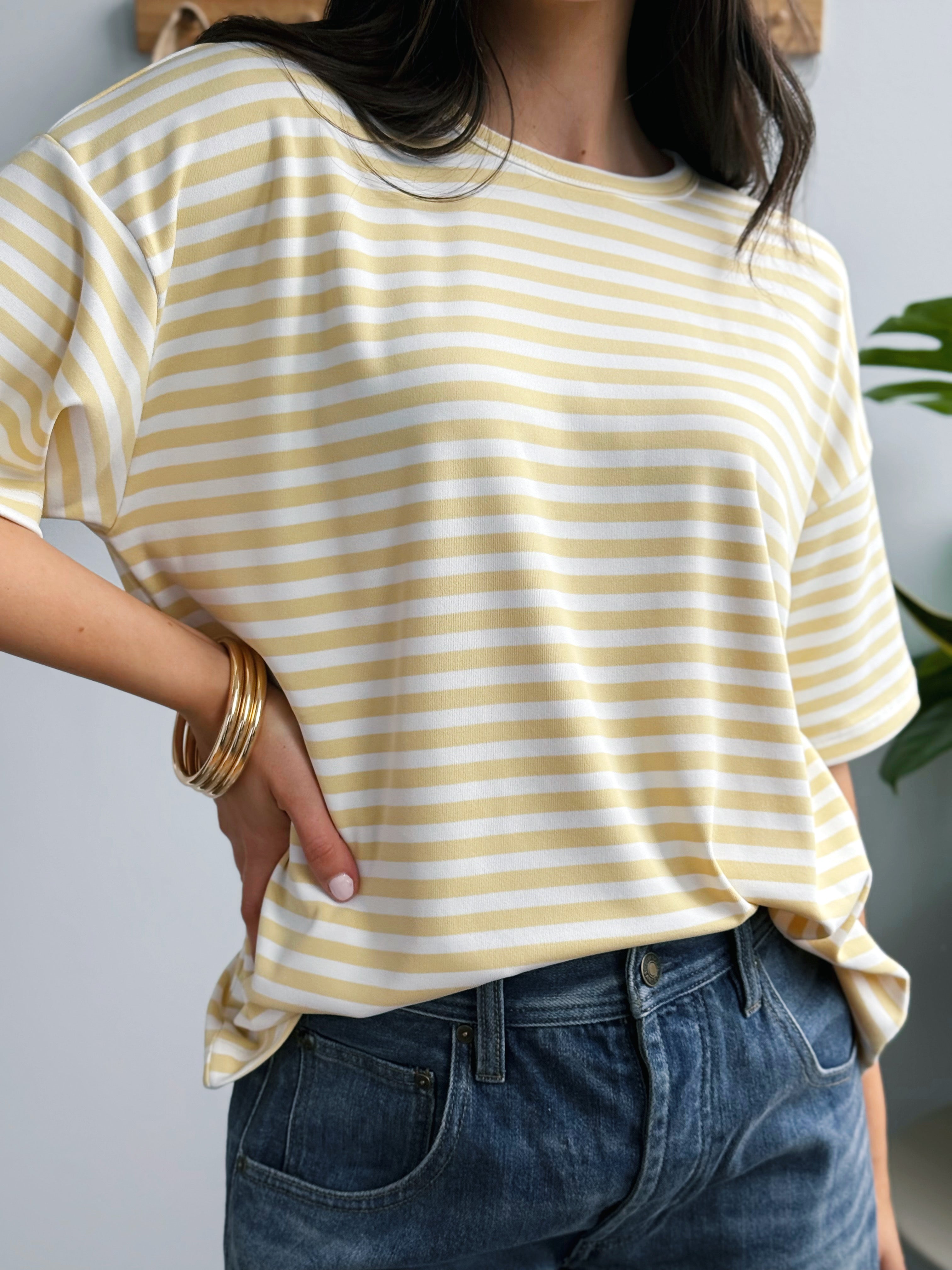 Lindsay Tee - BUTTER/WHITE