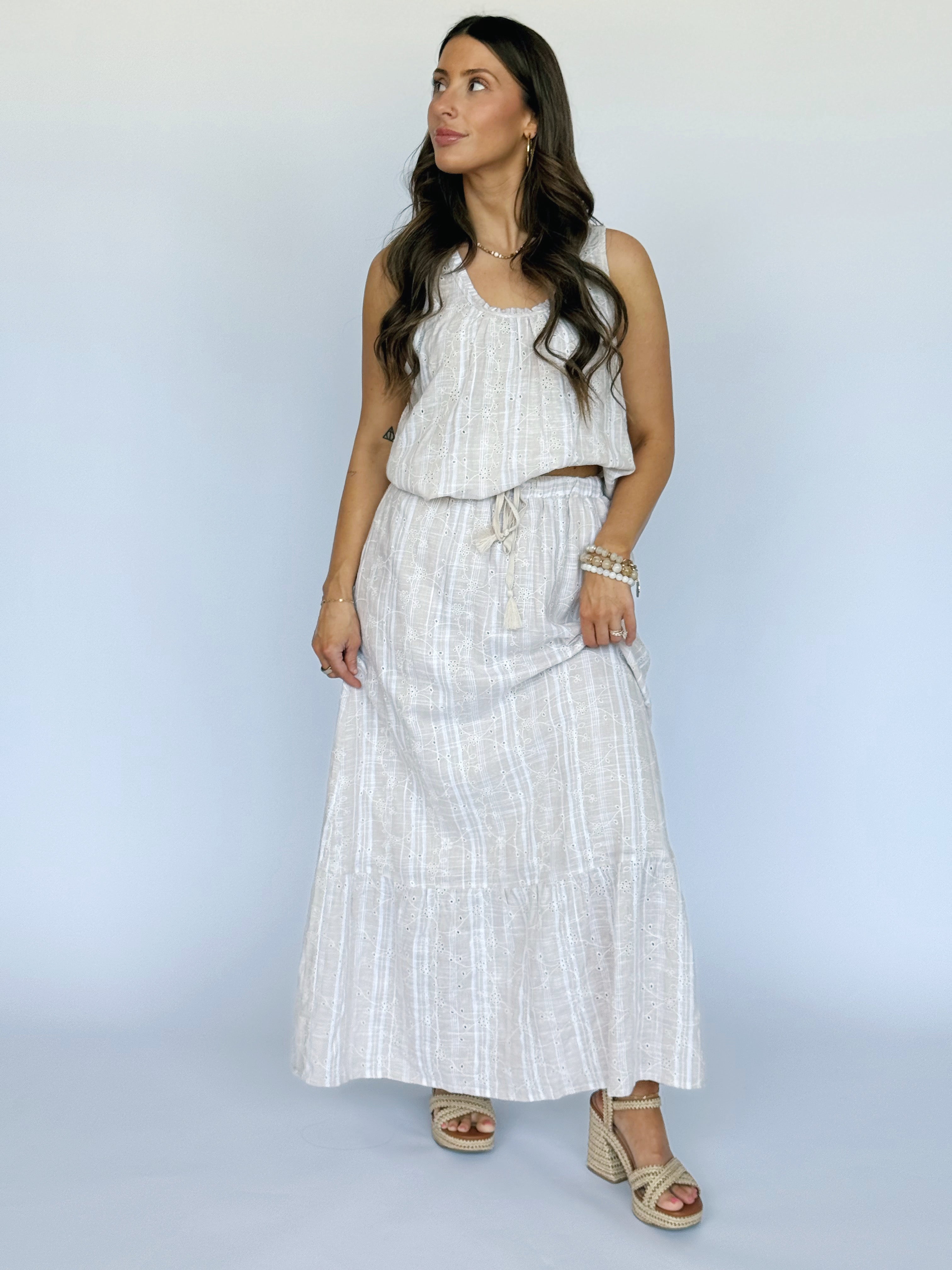 April Eyelet Skirt - TAUPE