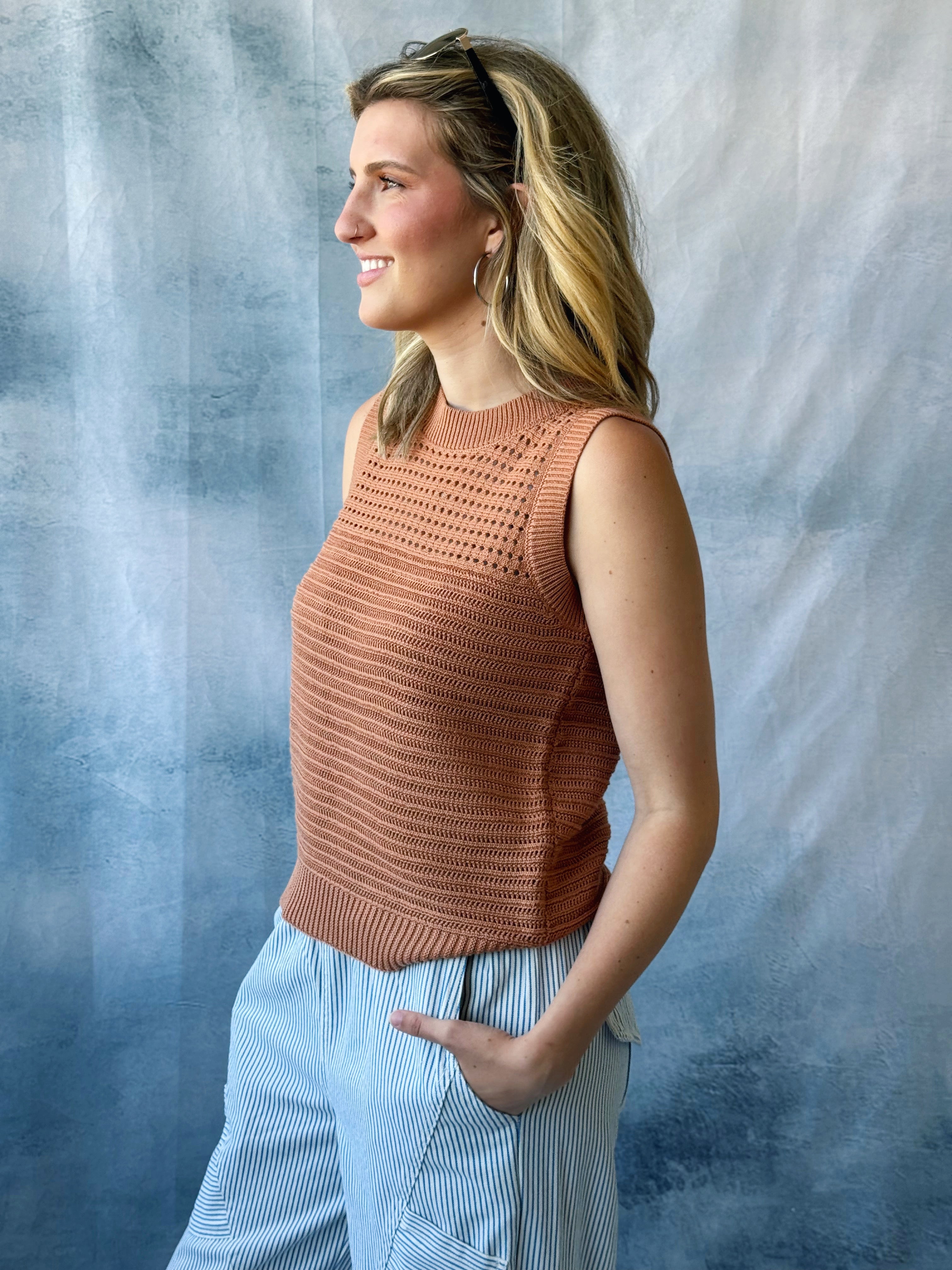 Barrett Sweater Tank- POPPY
