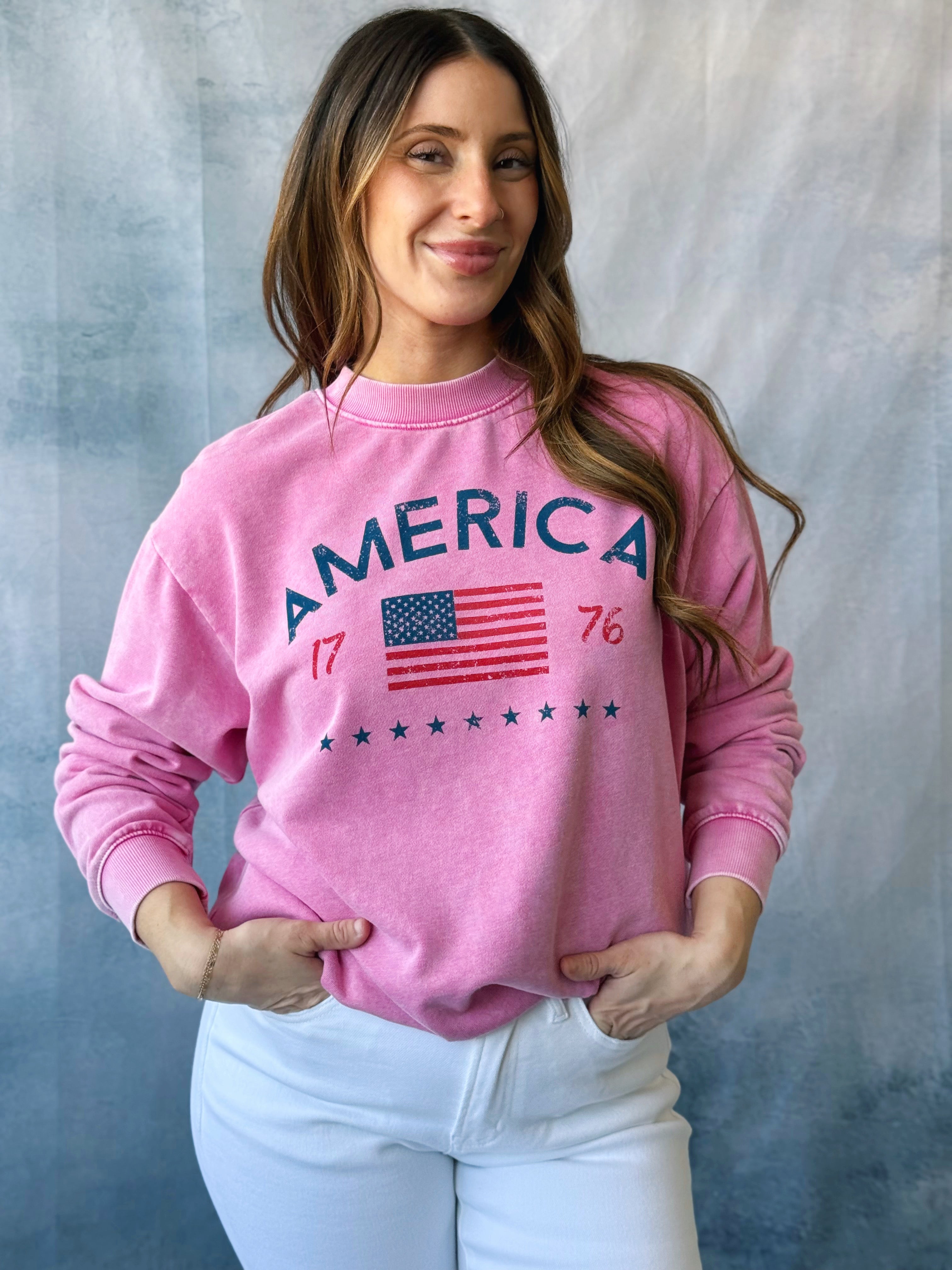 America 1776 Sweatshirt - HOT PINK
