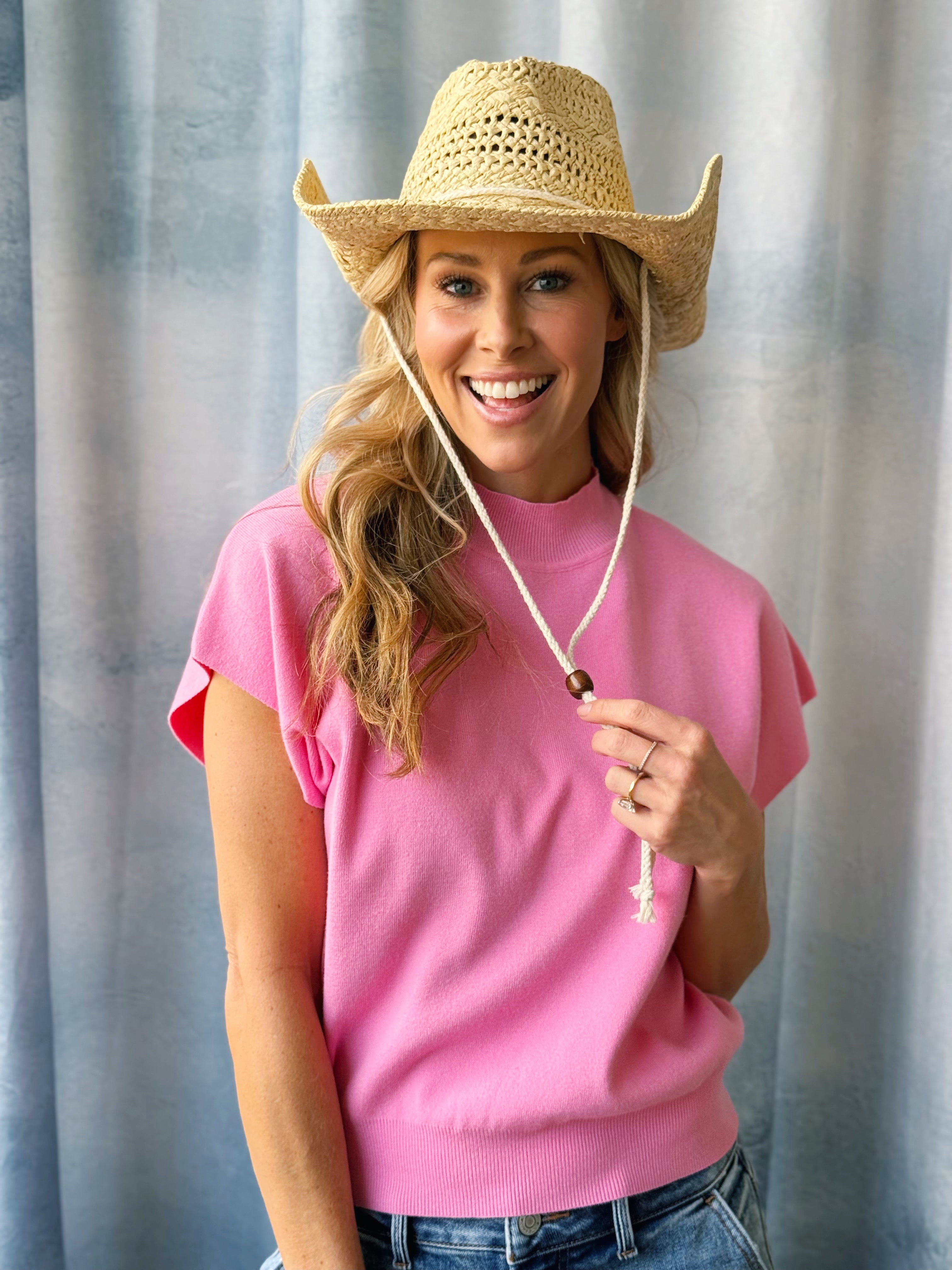 Straw Cowboy Hat - KHAKI