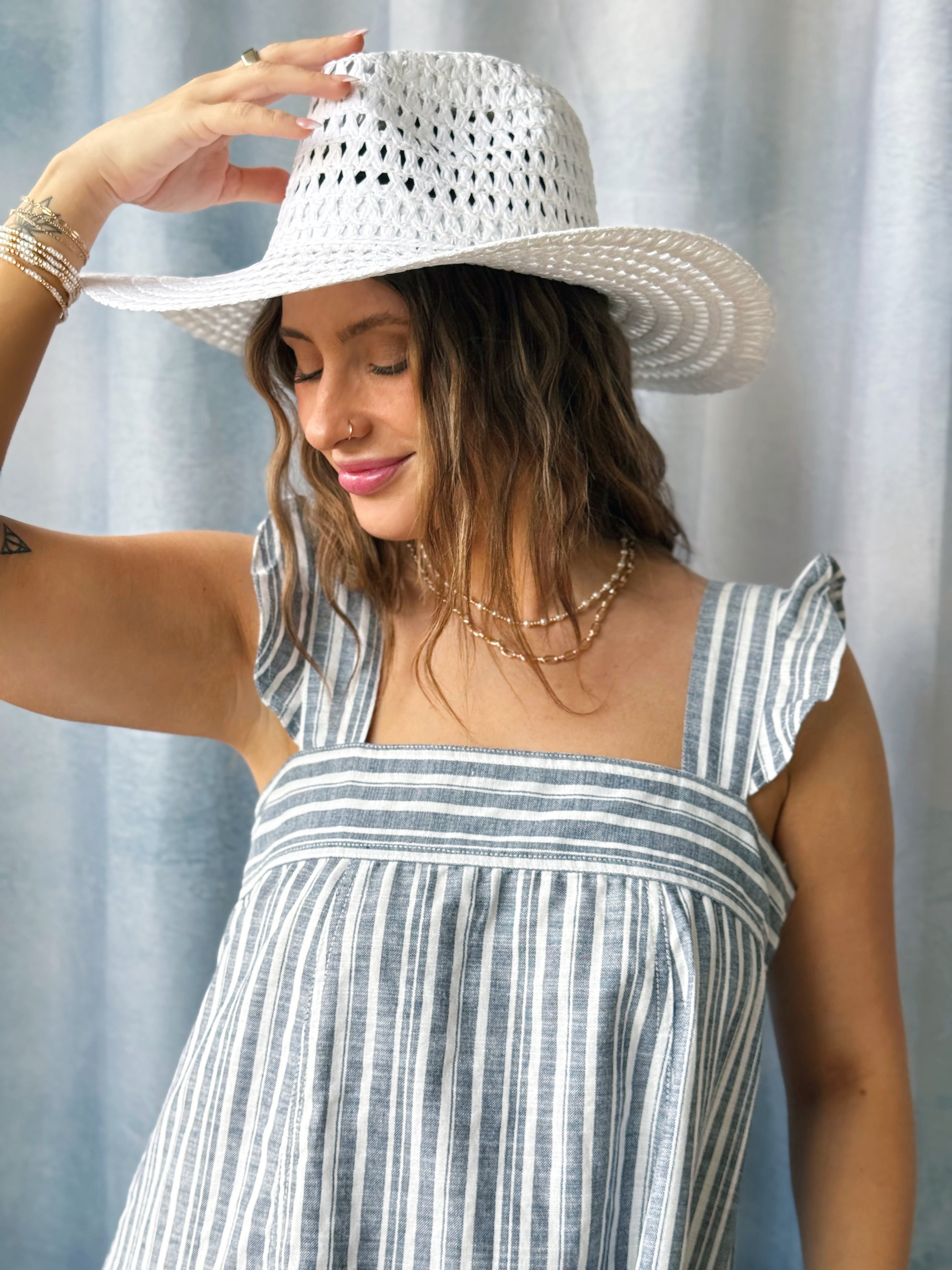 Straw Floppy Hat - WHITE