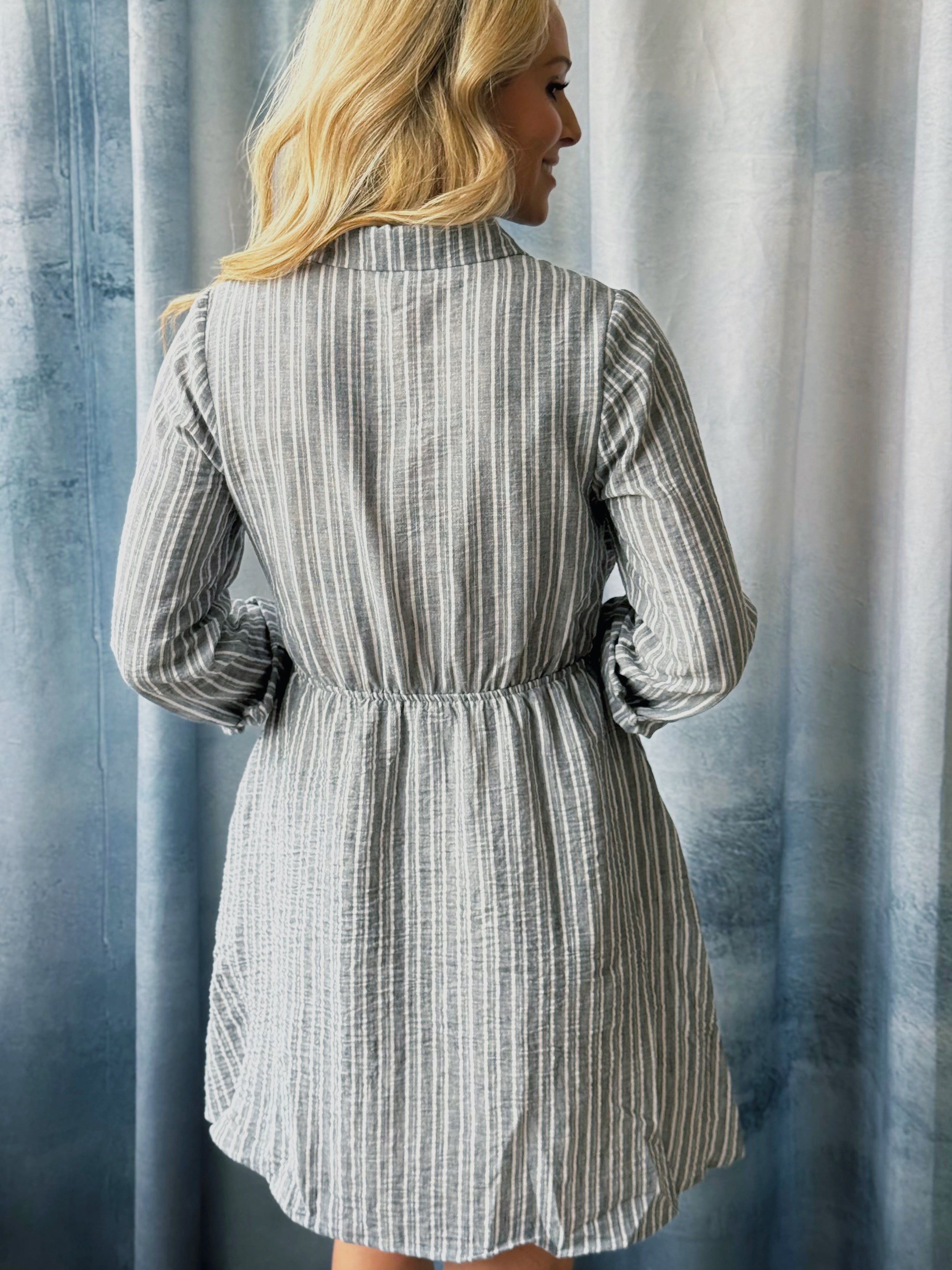 Bianca Dress - GREY/WHITE