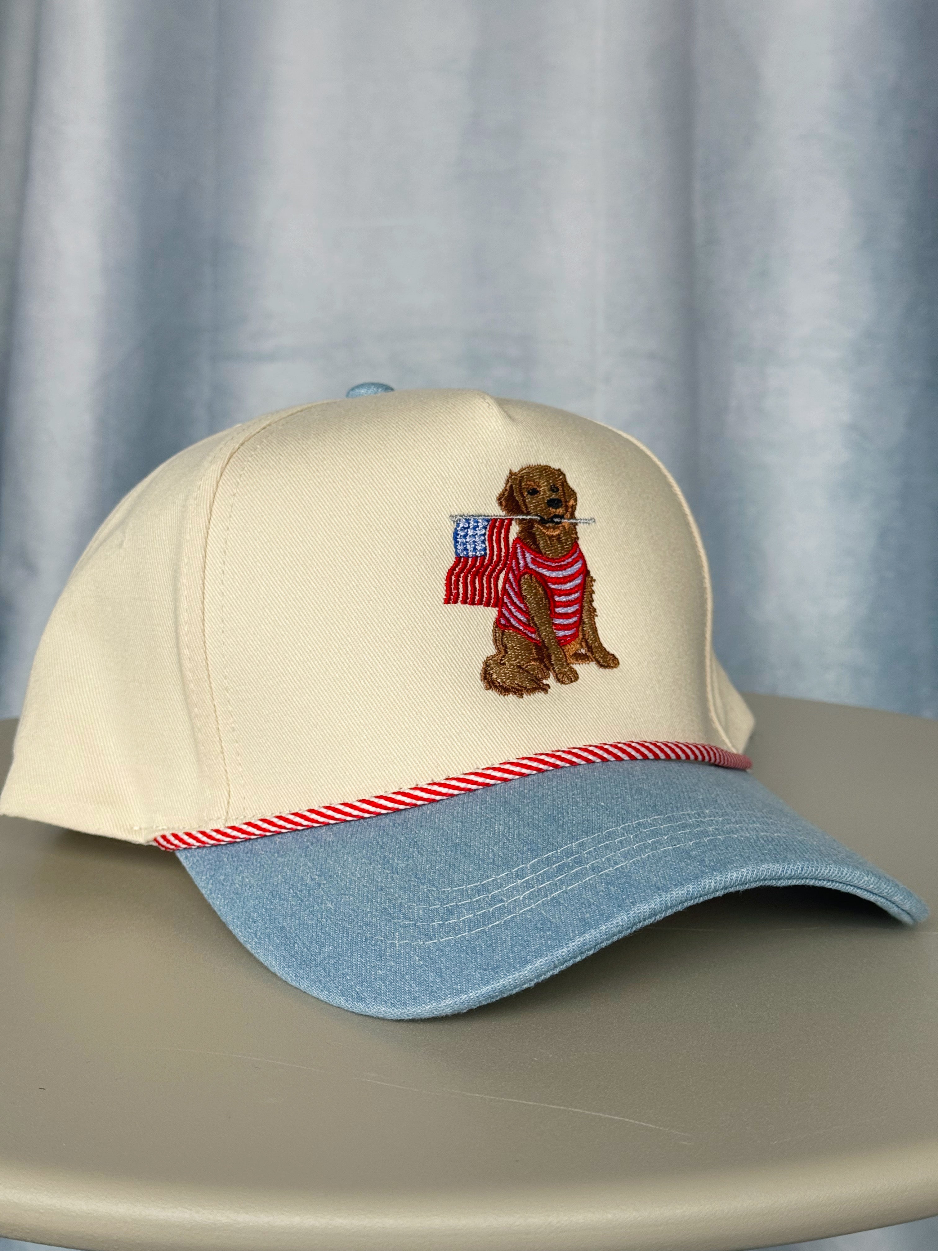 Golden Retriever Hat - LIGHT DENIM
