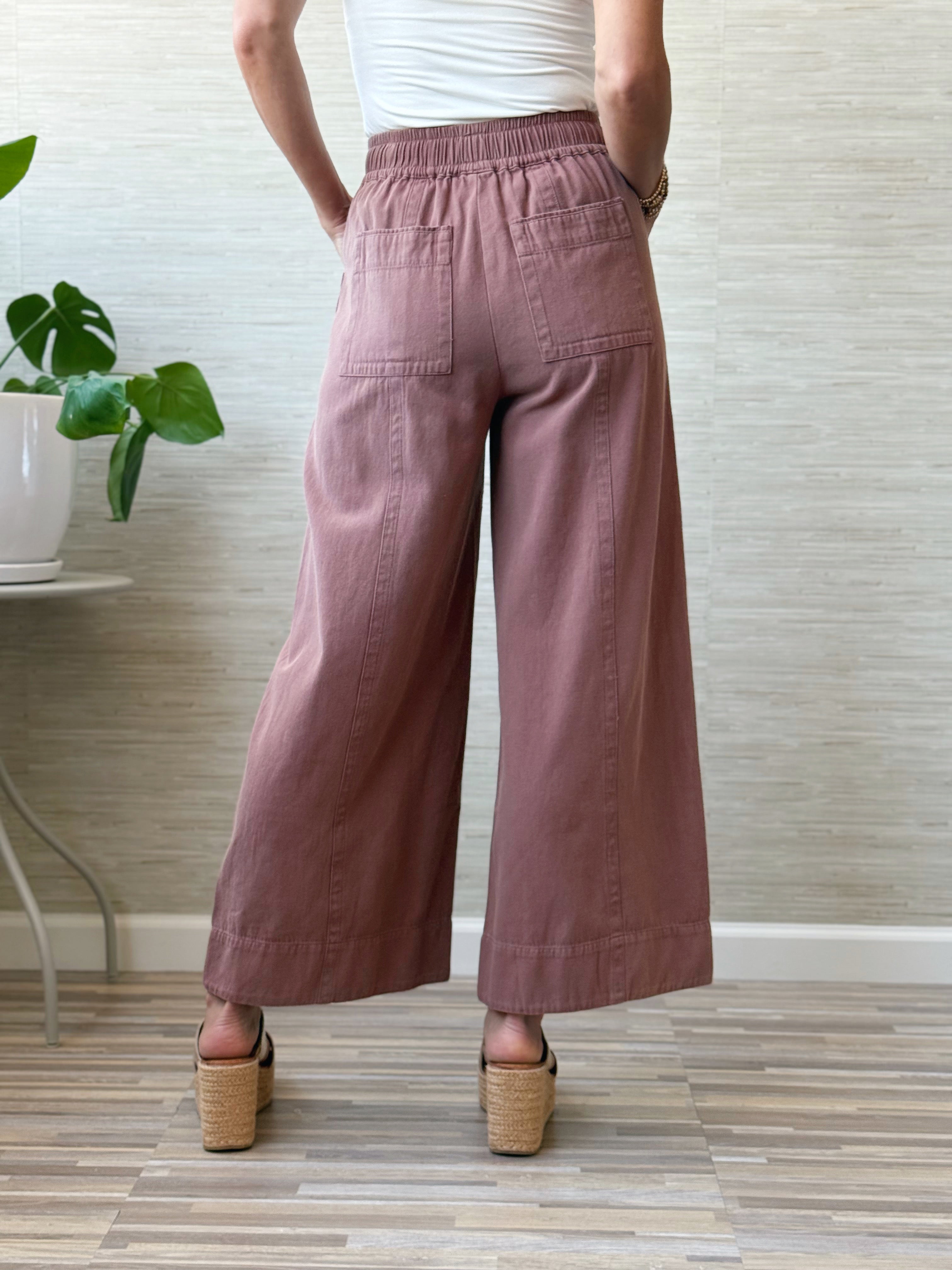 Twill Pull On Pants - RED BEAN