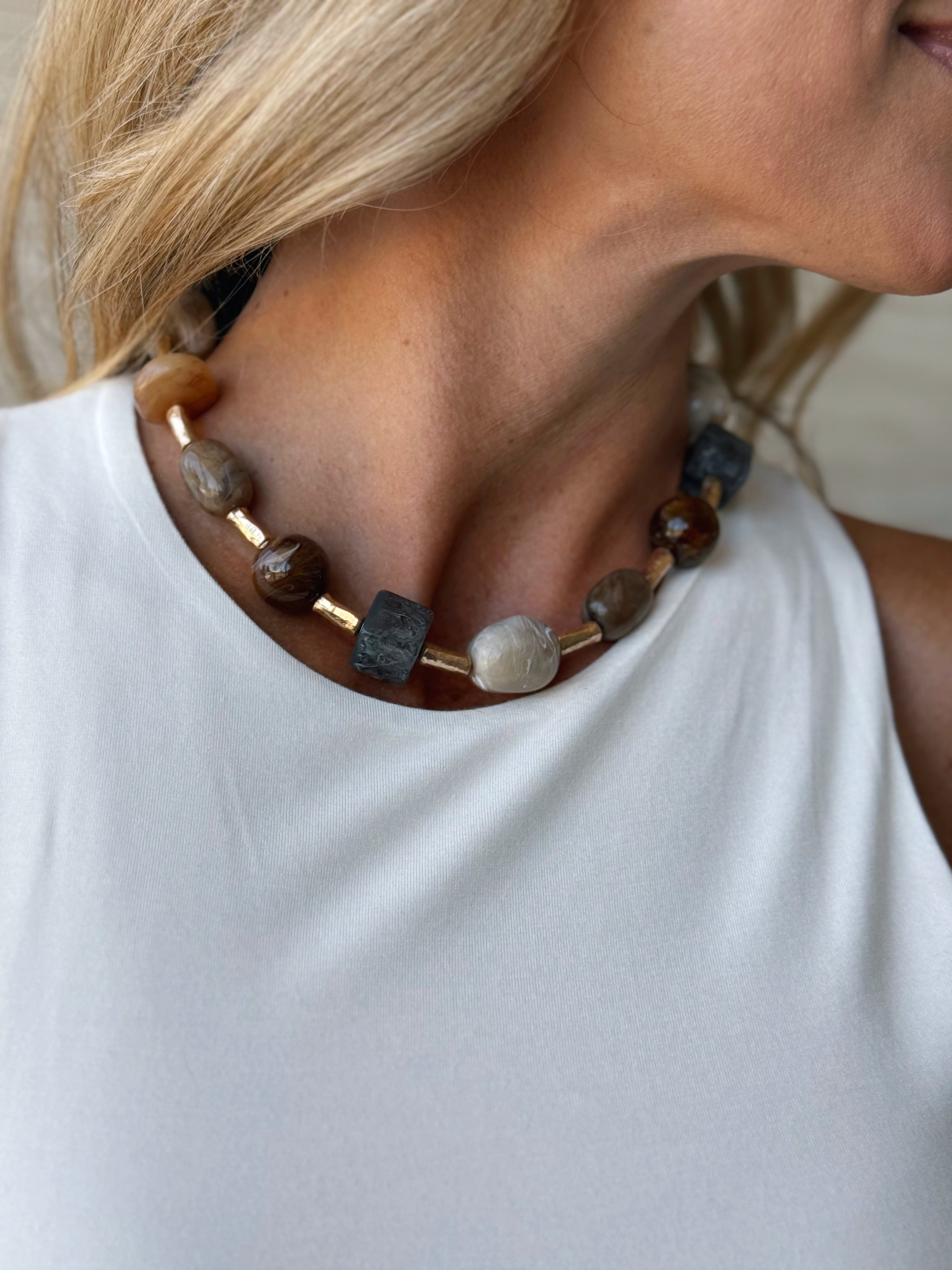 Multicolored Chunky Stone Necklace