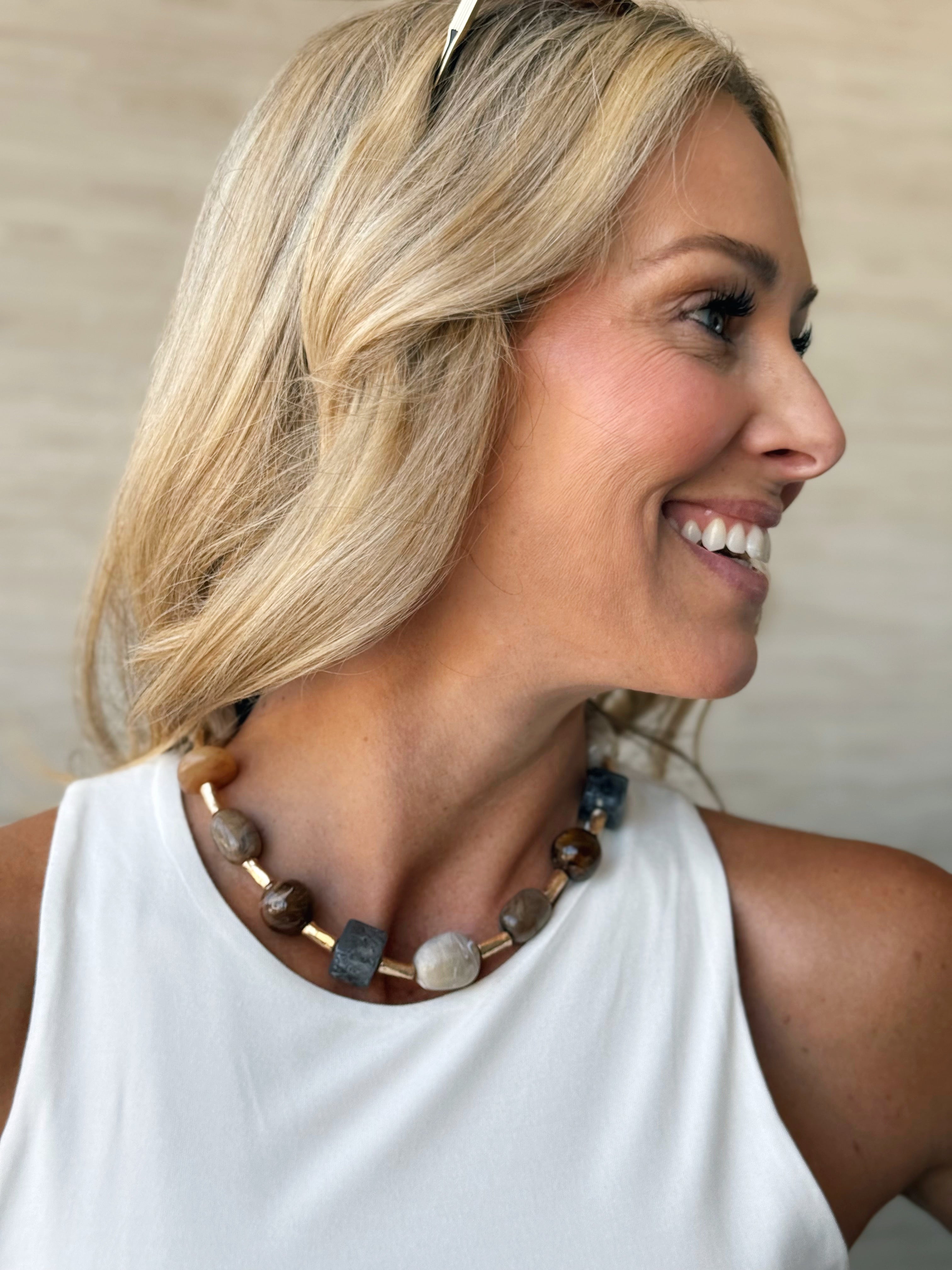 Multicolored Chunky Stone Necklace
