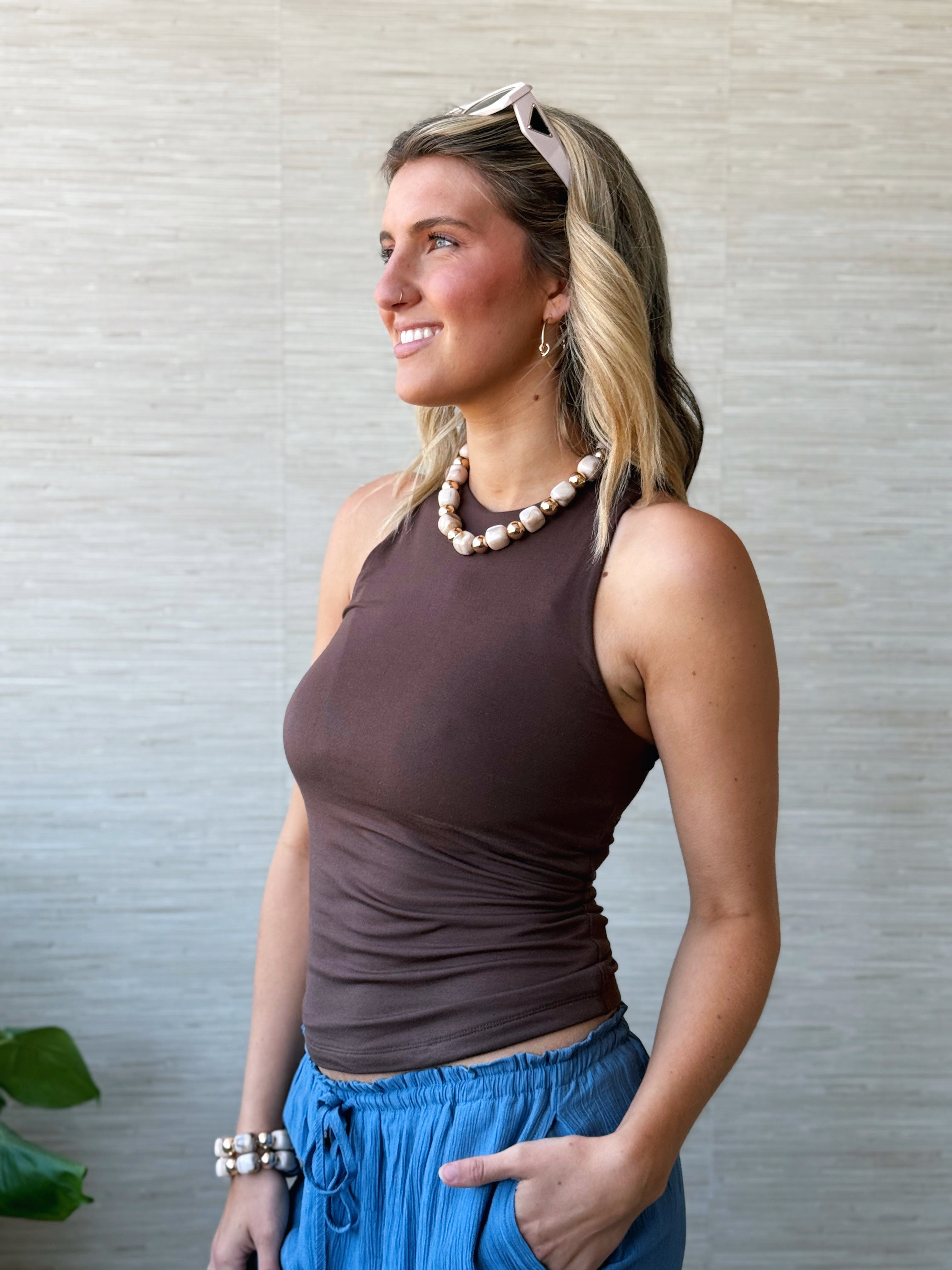 Final Touch High Neck Tank - CHOCOLATE