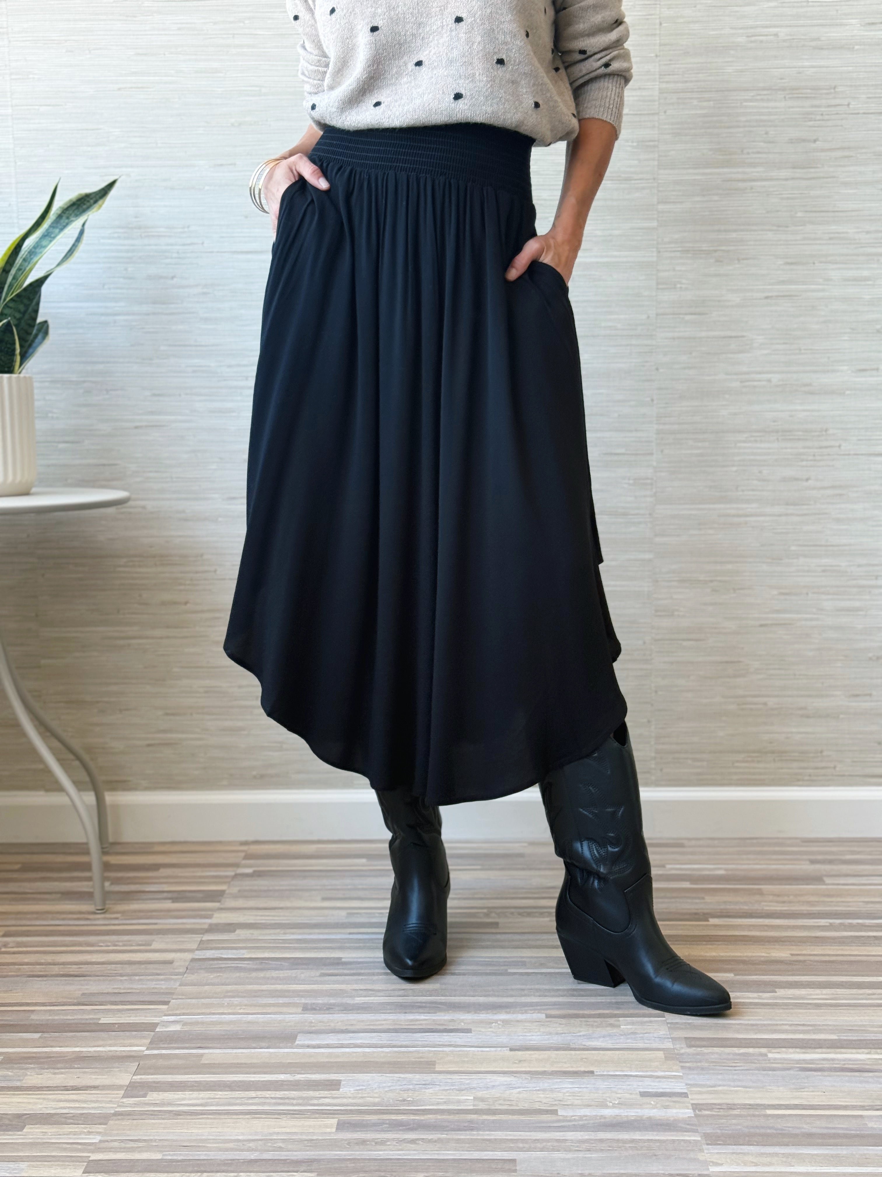 Gracie Midi Skirt - BLACK