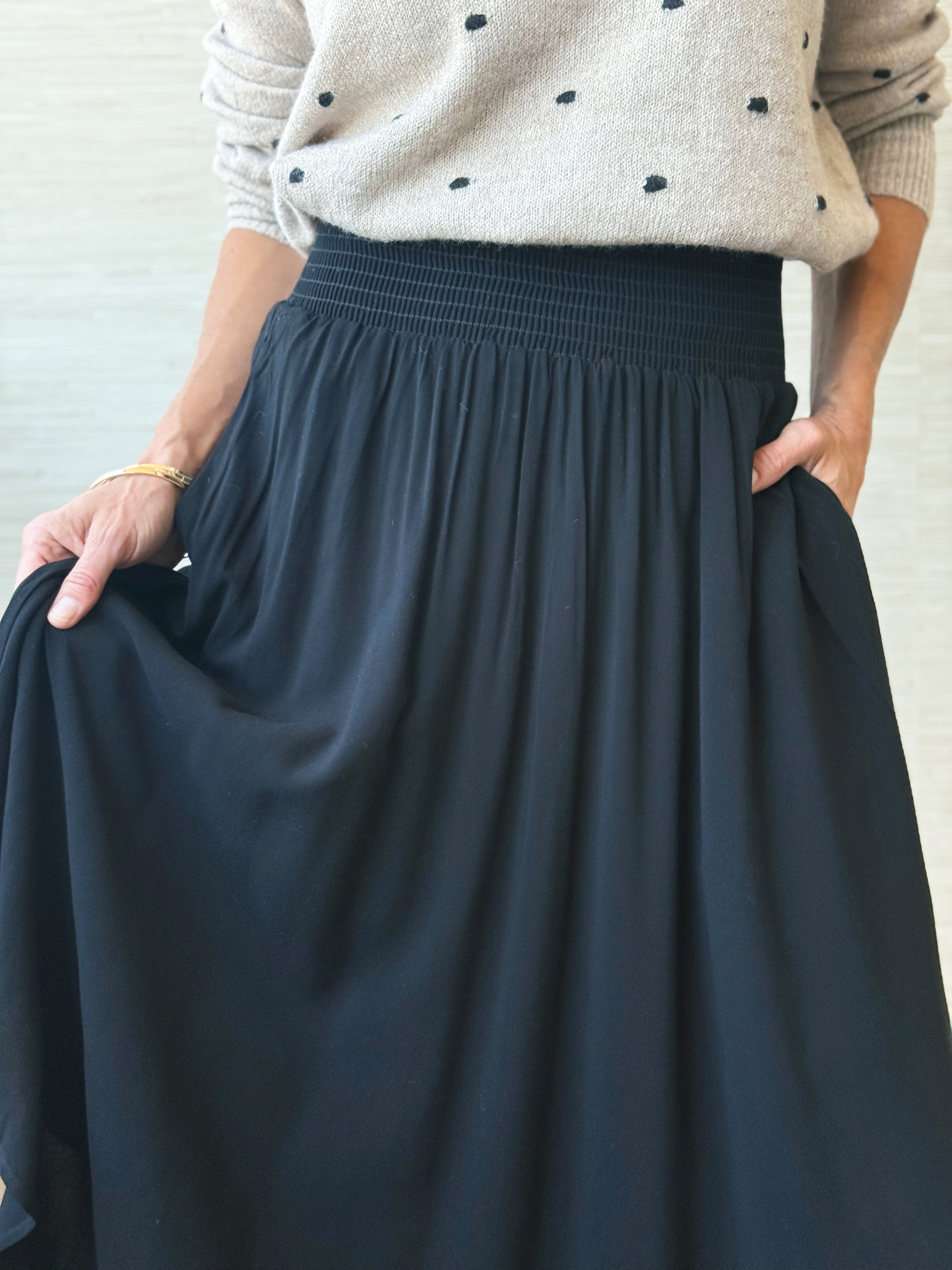 Gracie Midi Skirt - BLACK