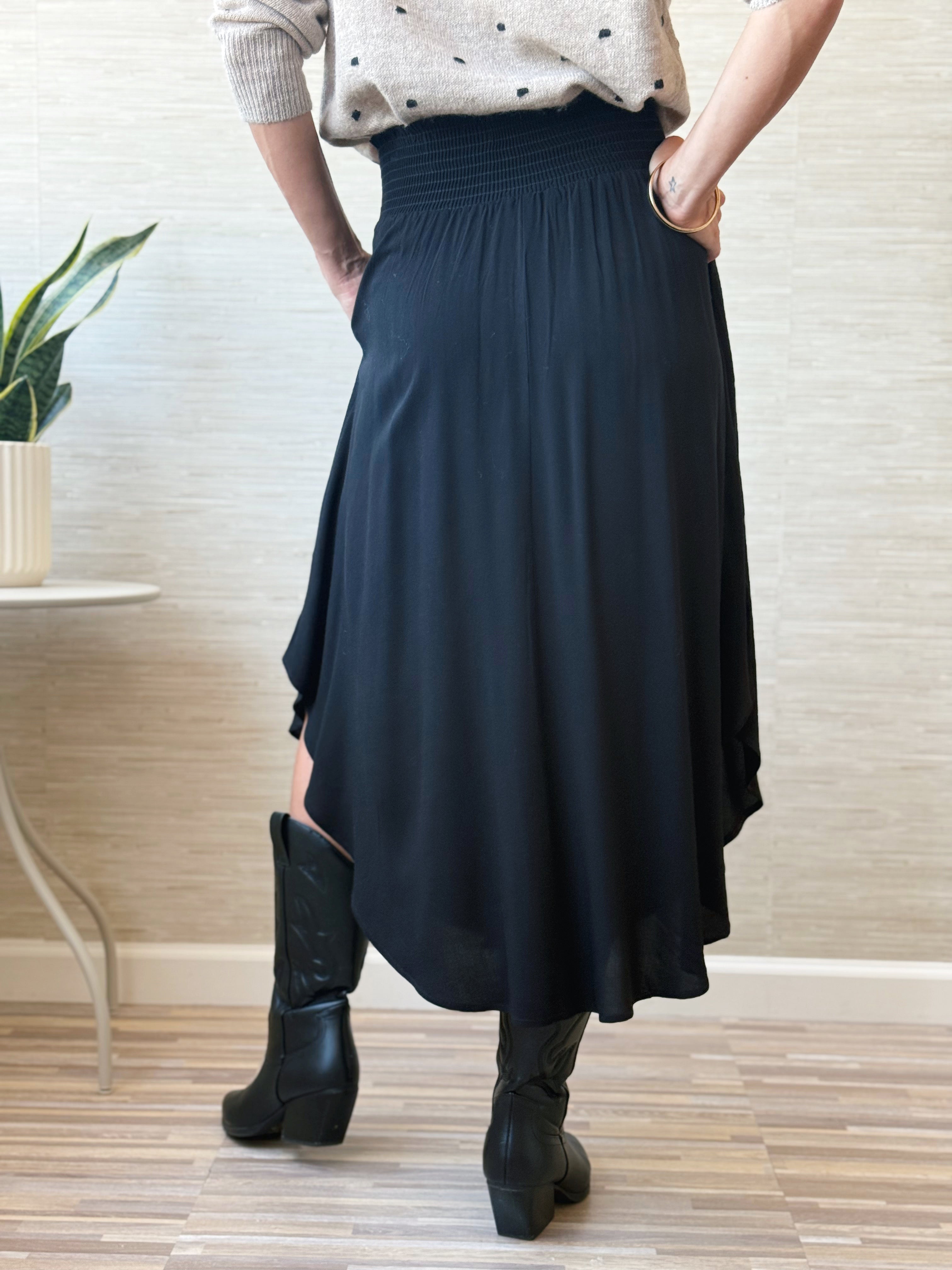 Gracie Midi Skirt - BLACK