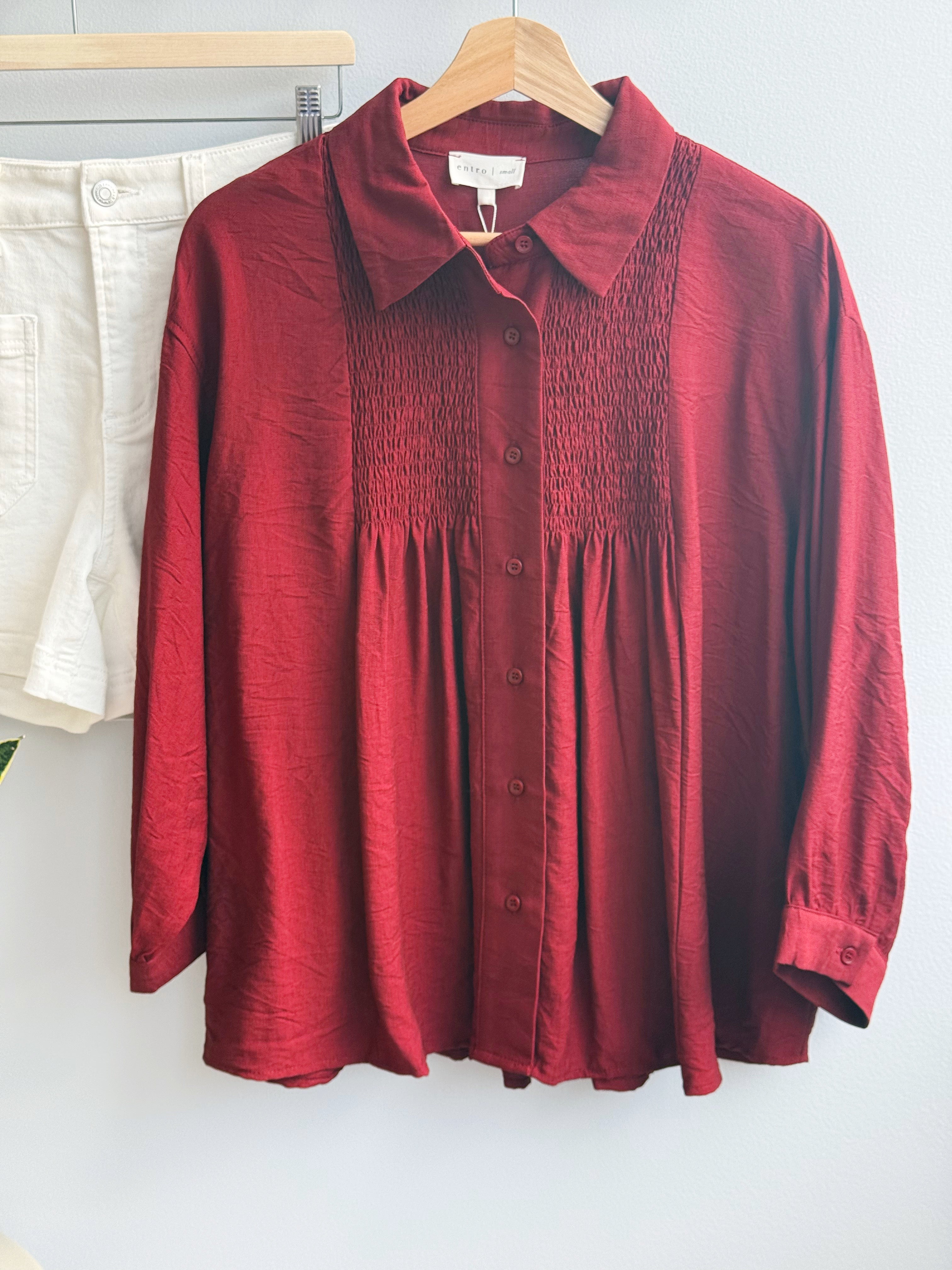 Landria Blouse - BURGUNDY
