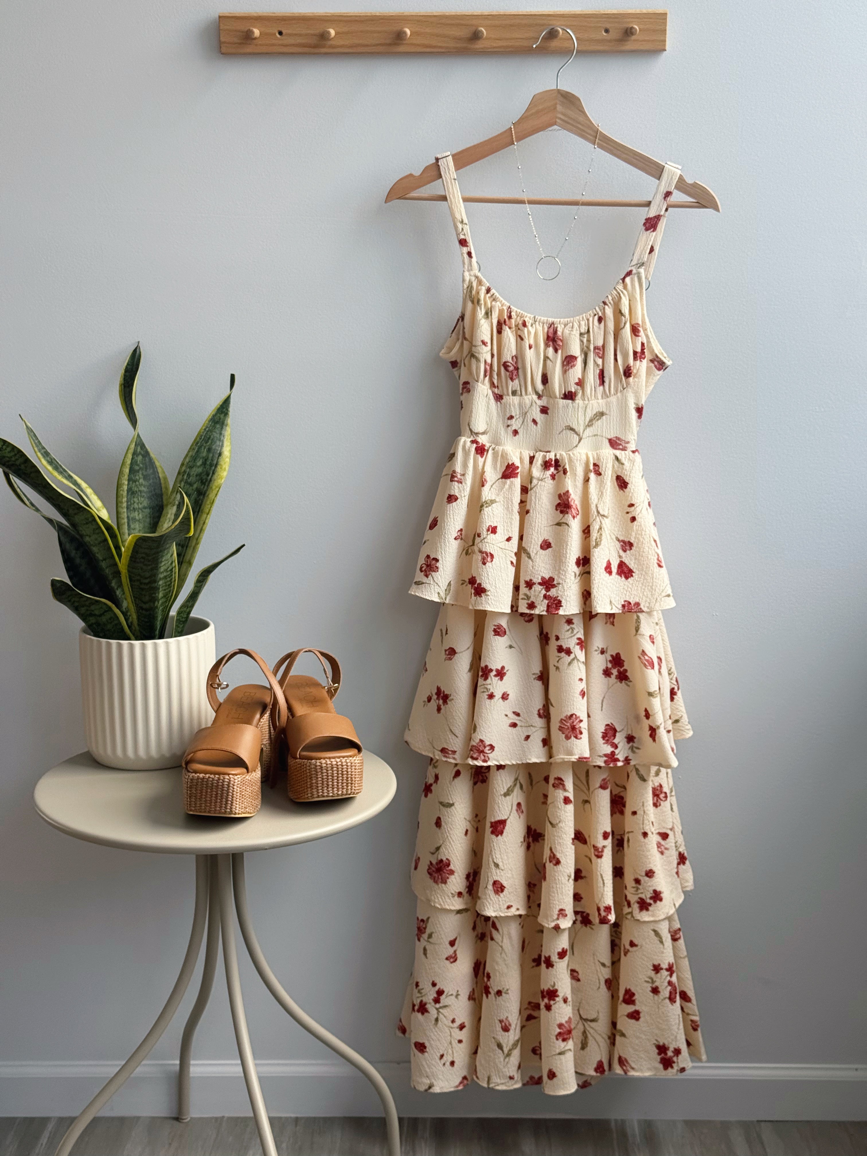 Perfect Petal Midi Dress - CHAMPAGNE MULTI