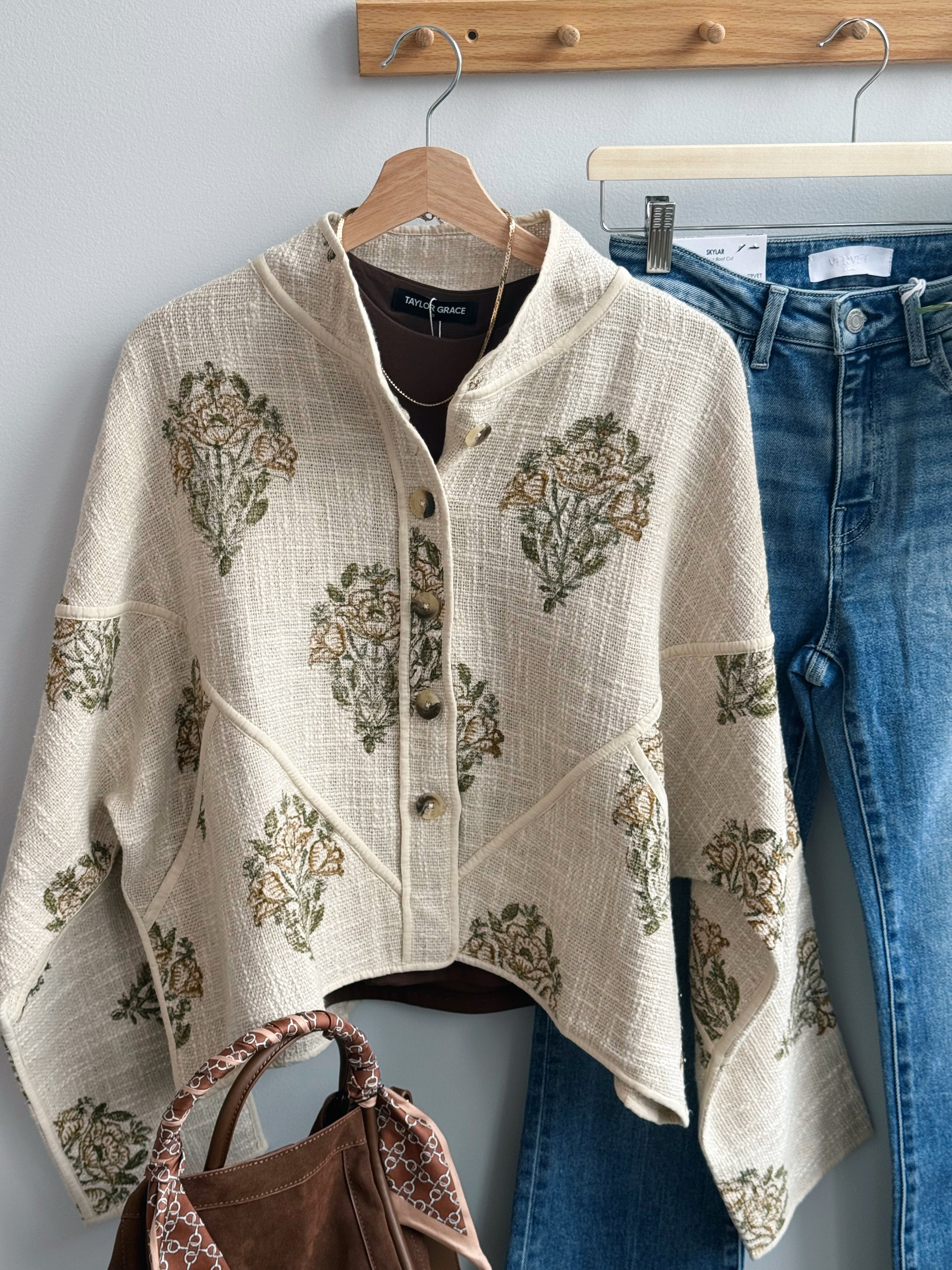 Crop Quilted Jacket - NATURAL