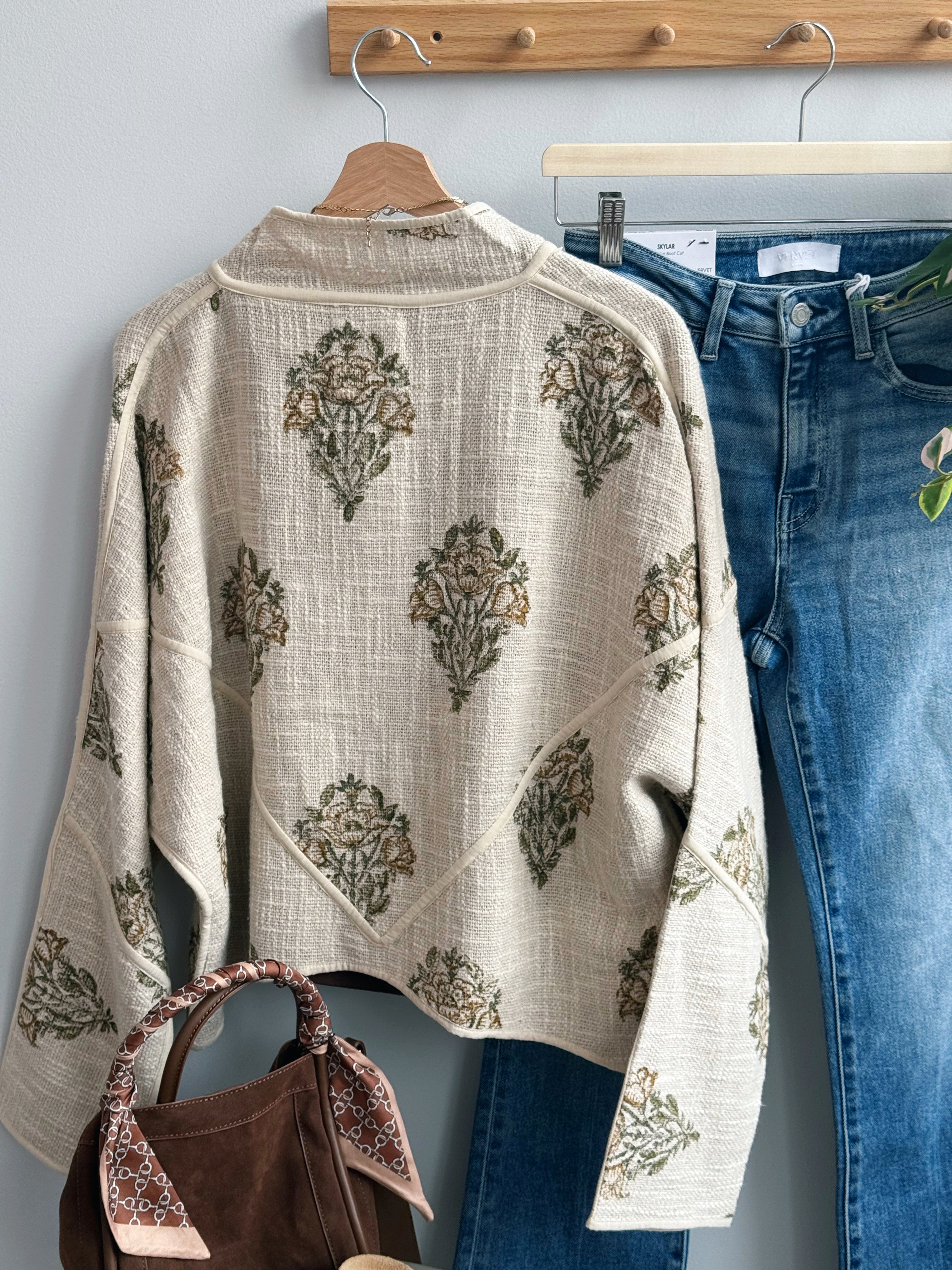 Crop Quilted Jacket - NATURAL