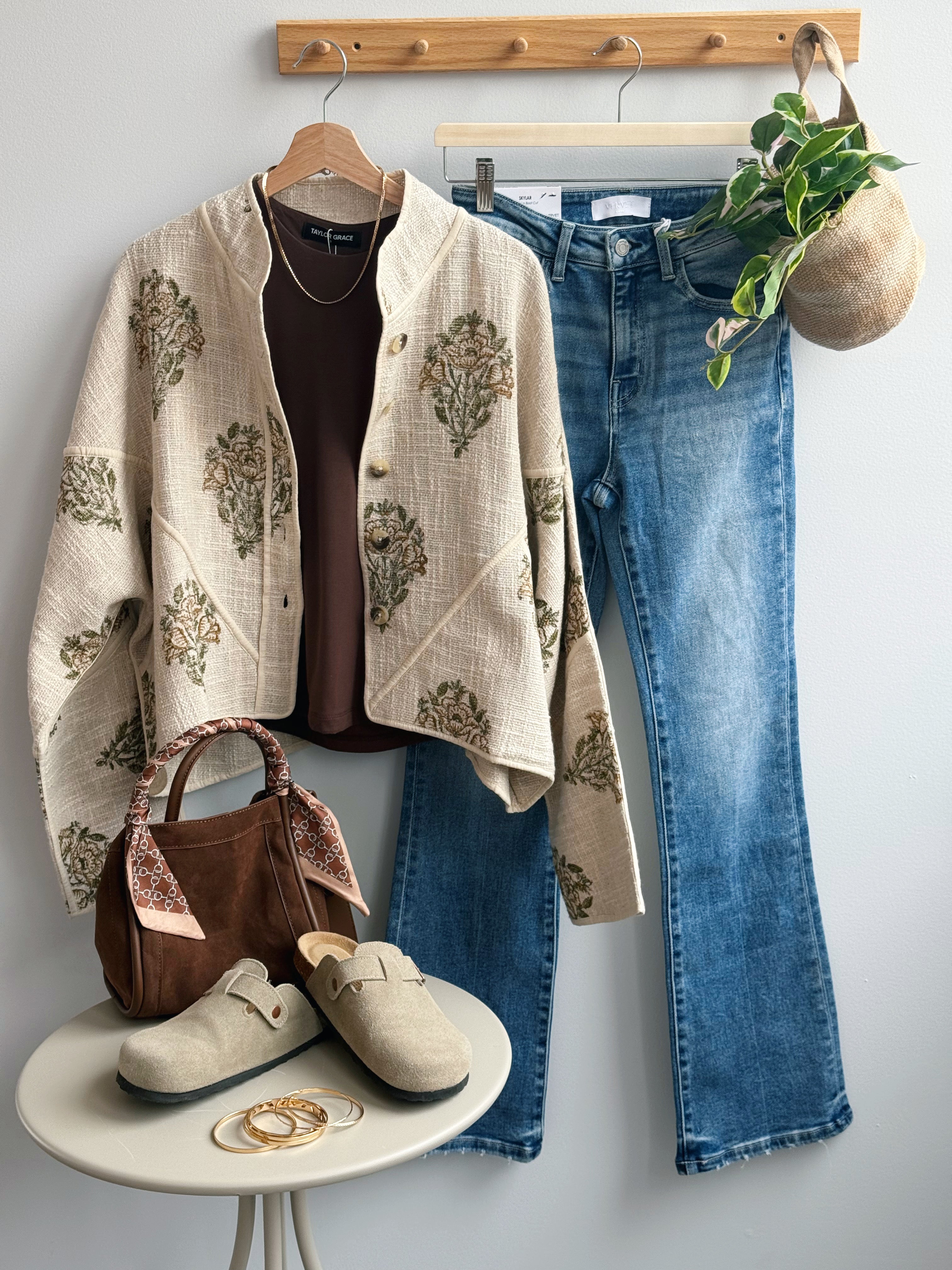 Crop Quilted Jacket - NATURAL