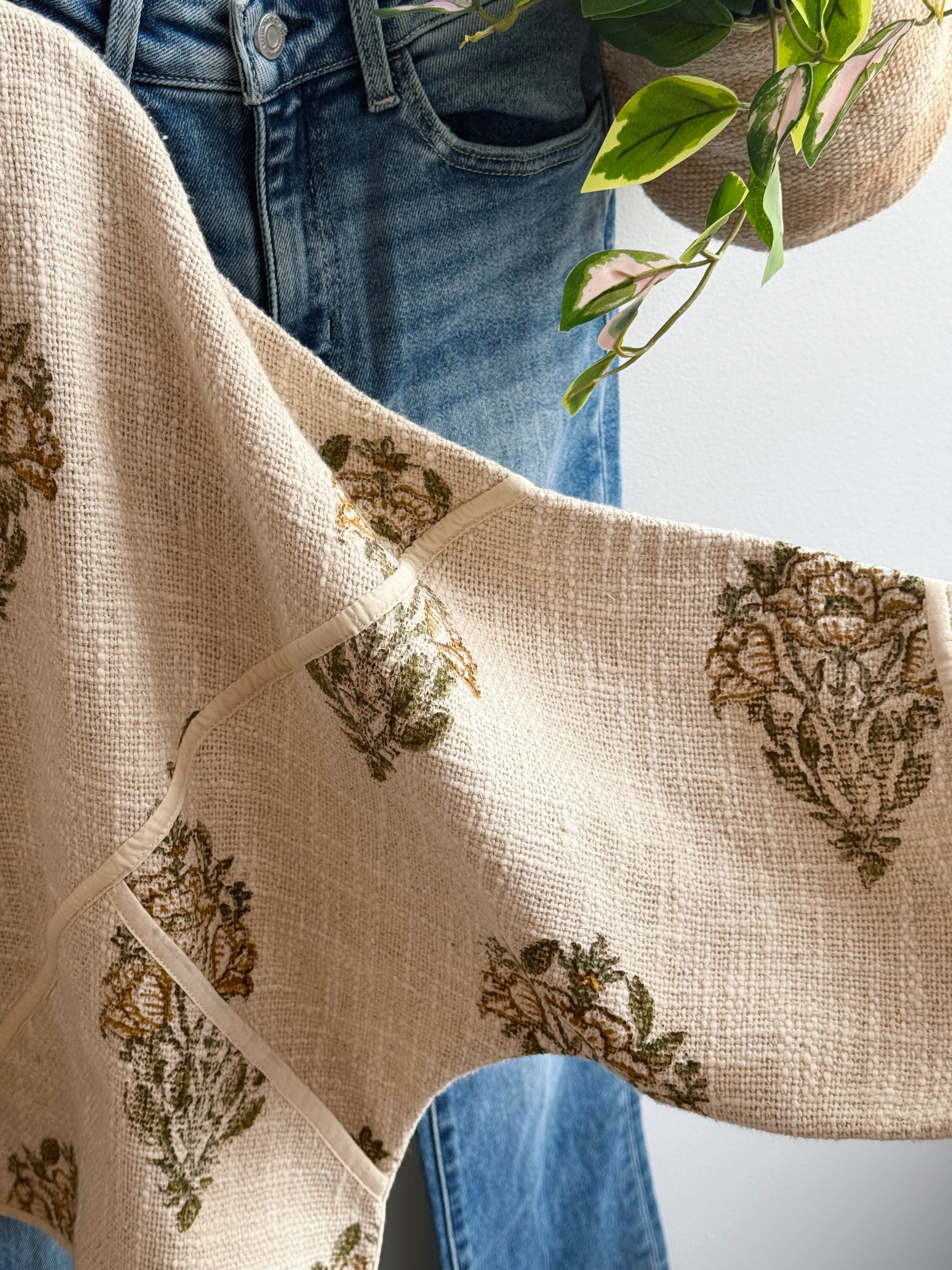 Crop Quilted Jacket - NATURAL