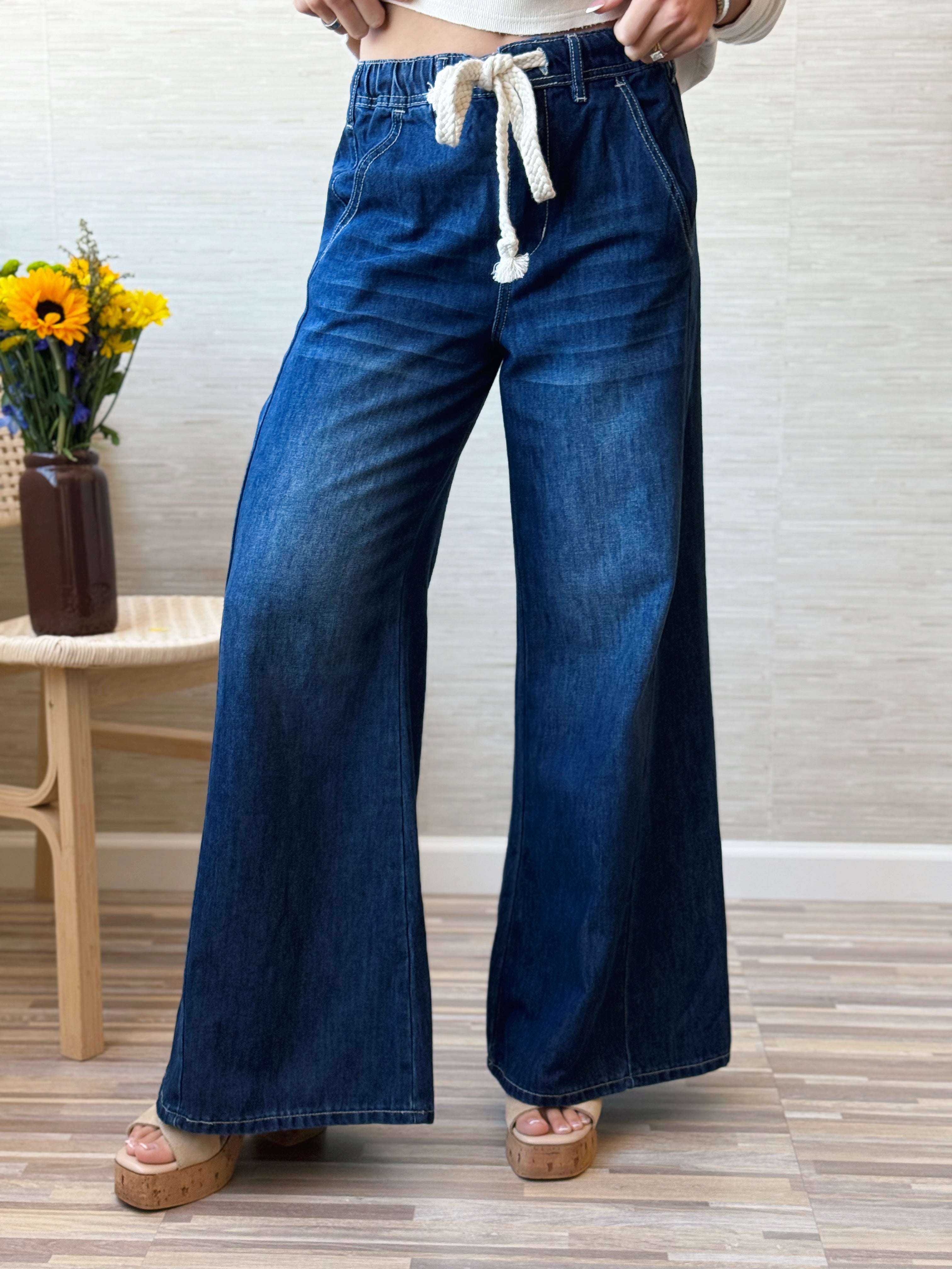 Hayride Wide Leg Pant - DARK DENIM