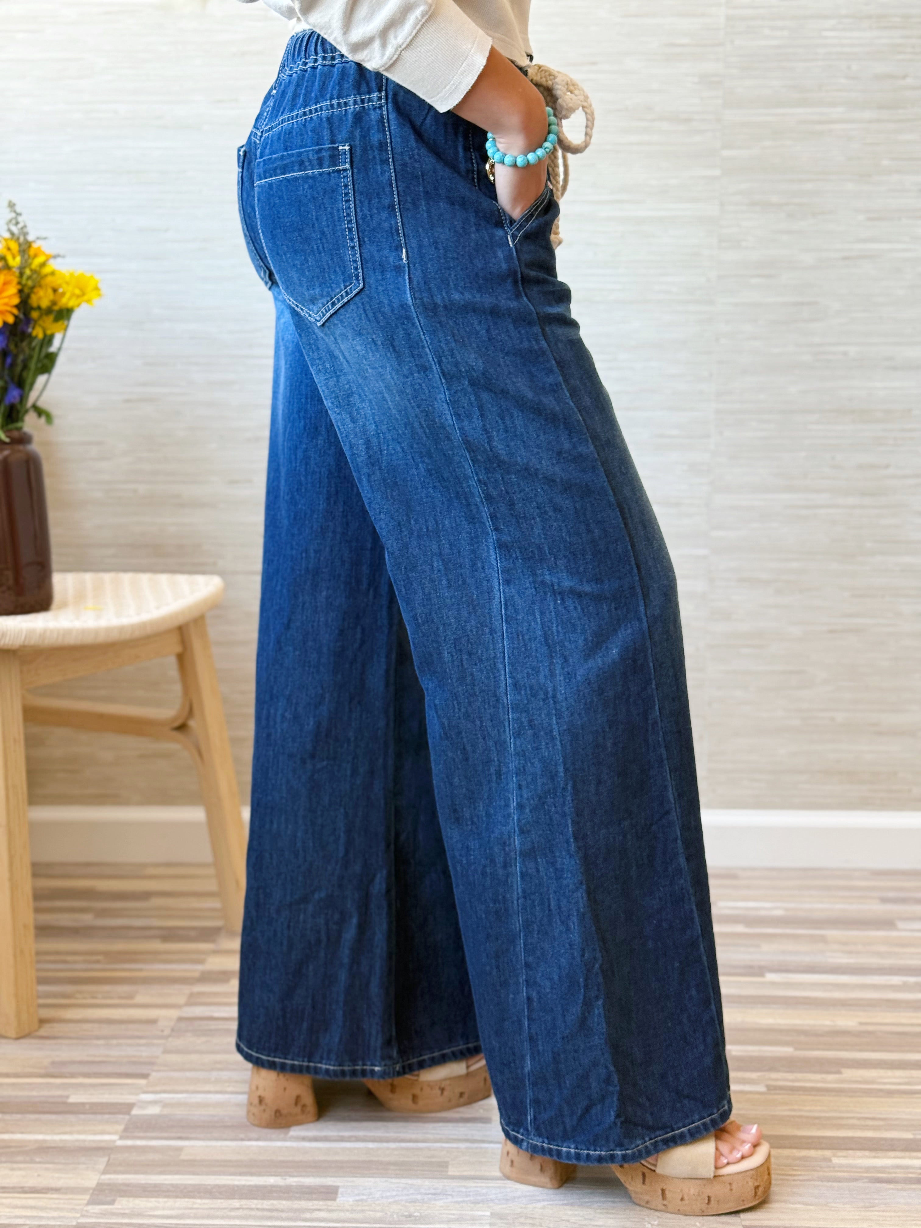 Hayride Wide Leg Pant - DARK DENIM