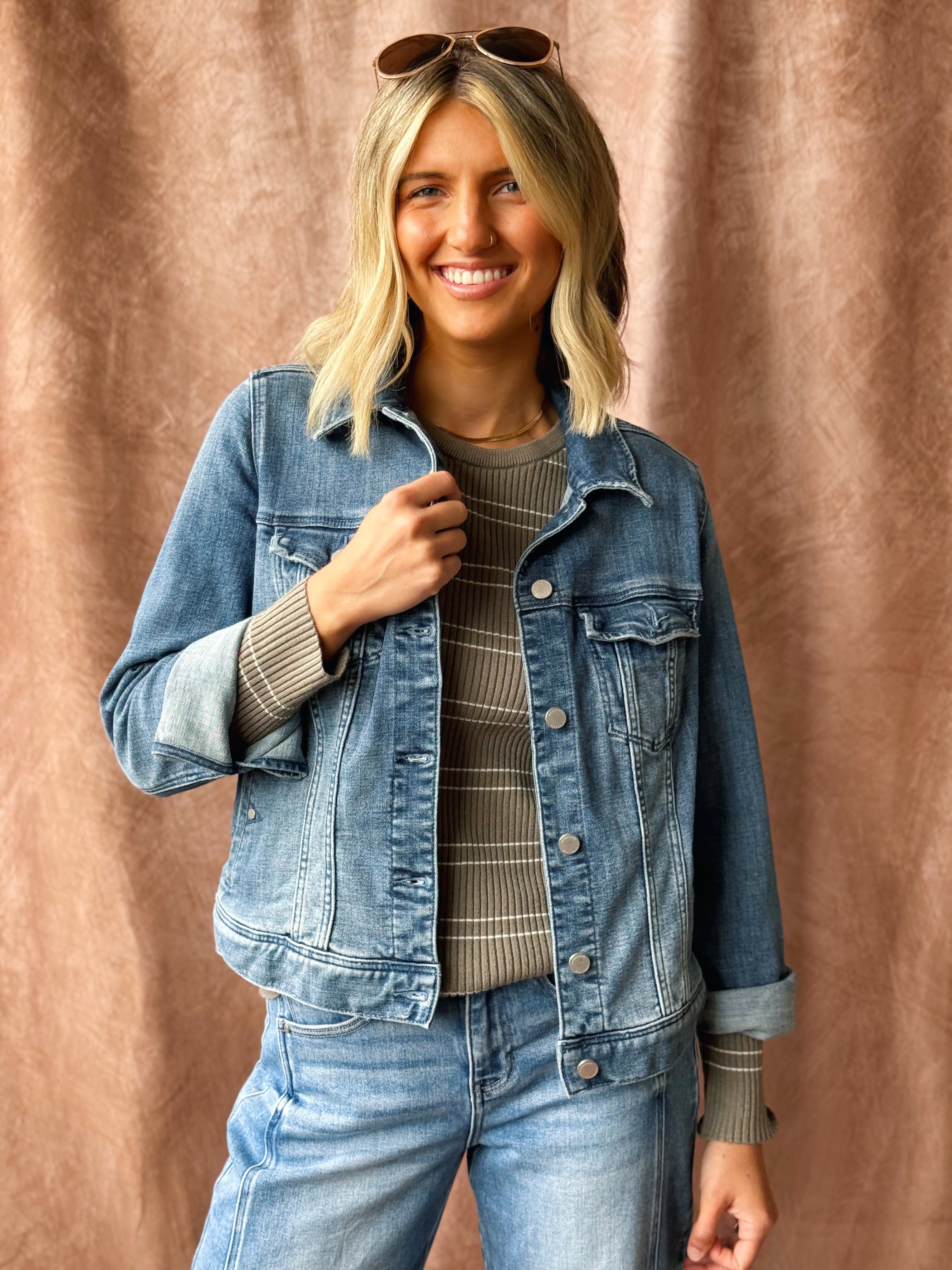 Pinecone Stripe Top - OLIVE