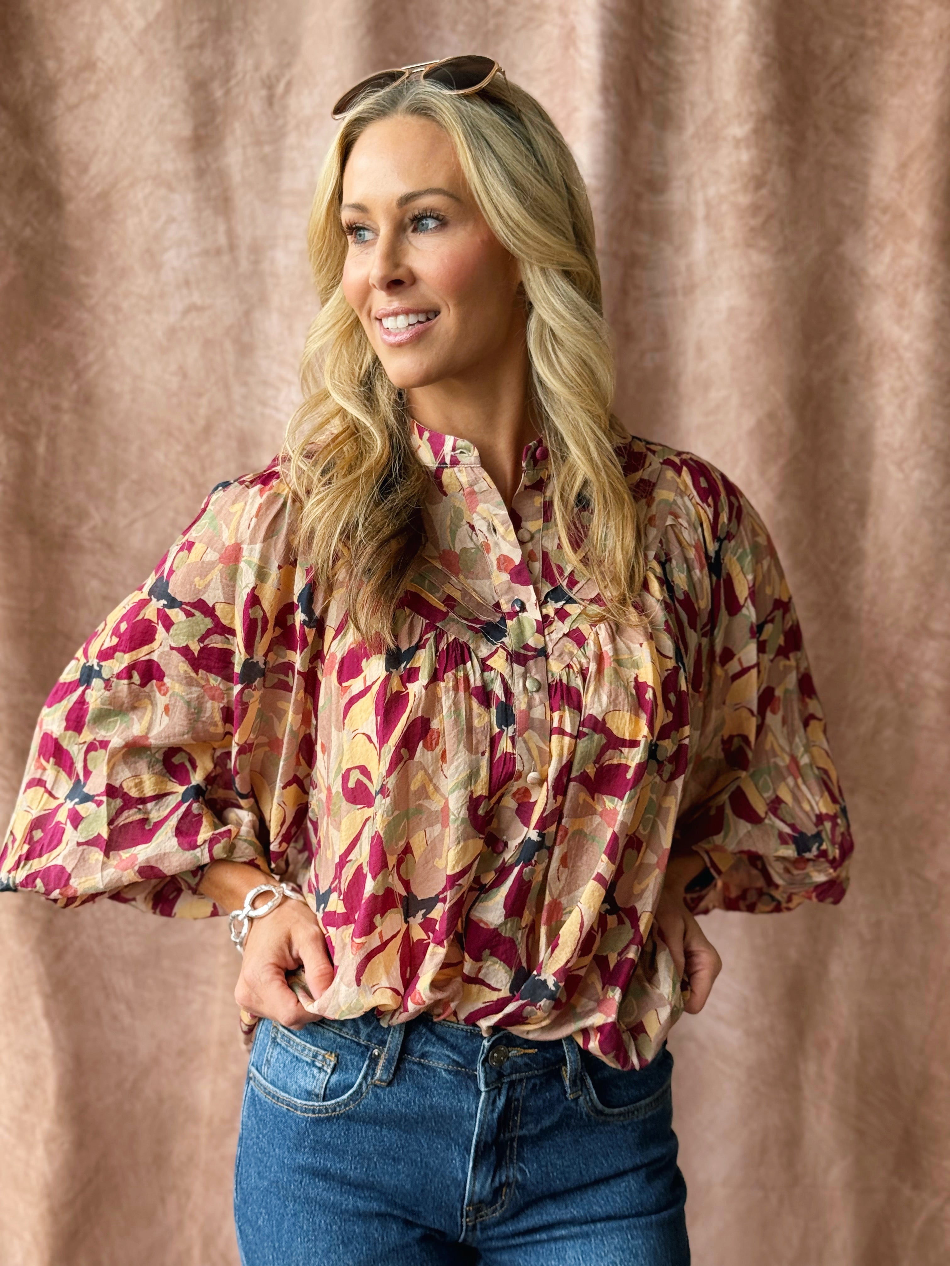 Harvest Vine Blouse - WINE