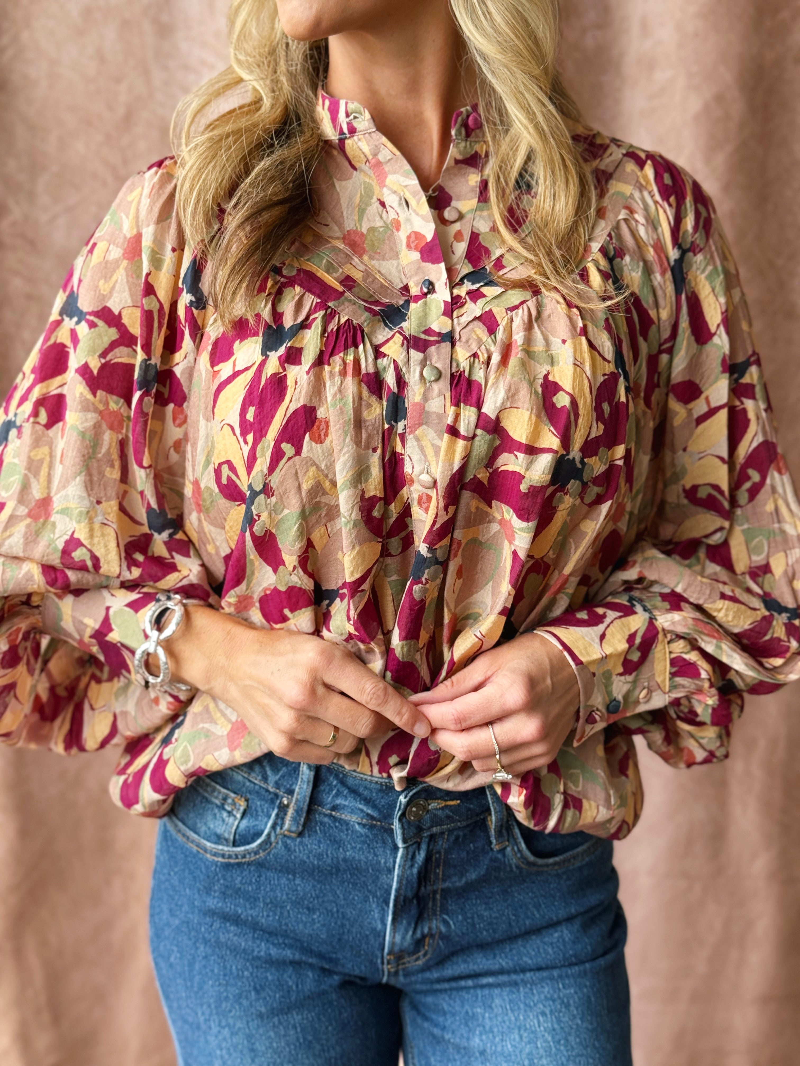 Harvest Vine Blouse - WINE